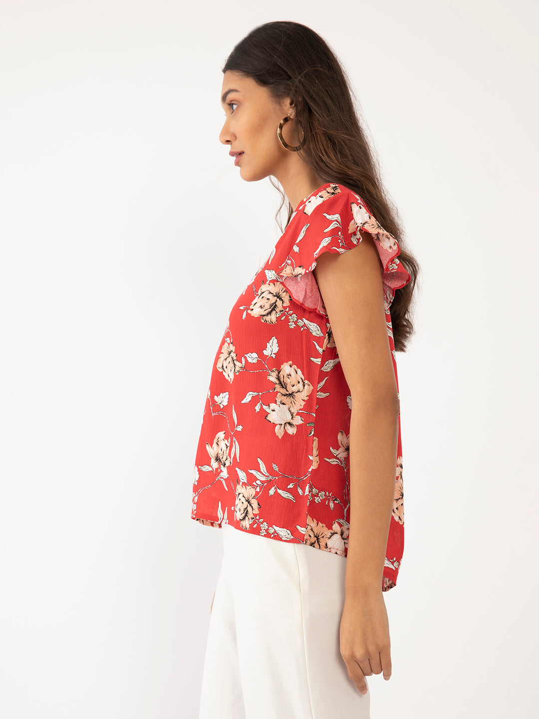 Red Floral Print Top