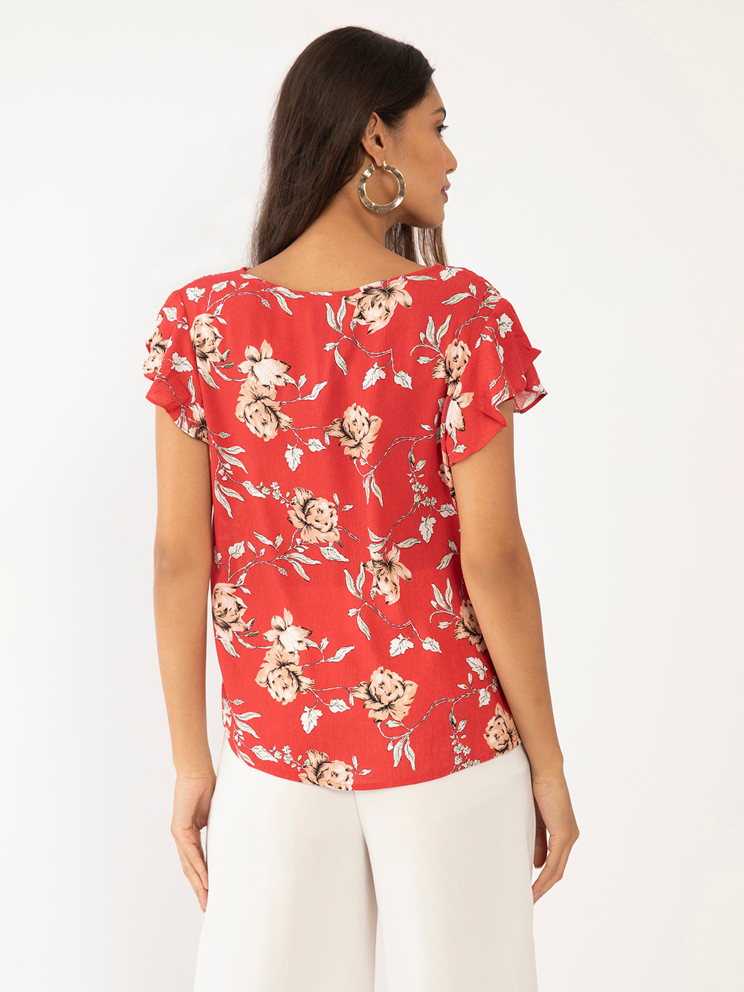 Red Floral Print Top