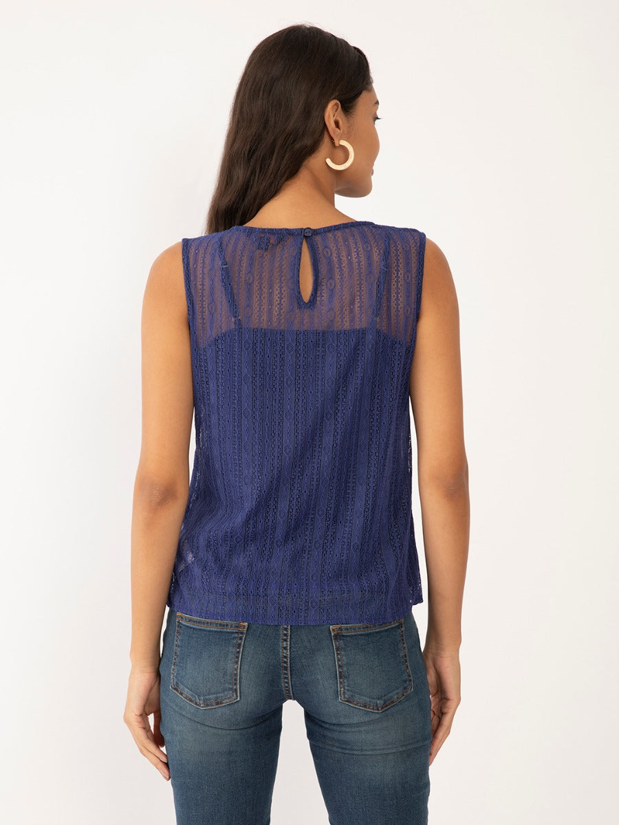 Blue Lace Top For Women