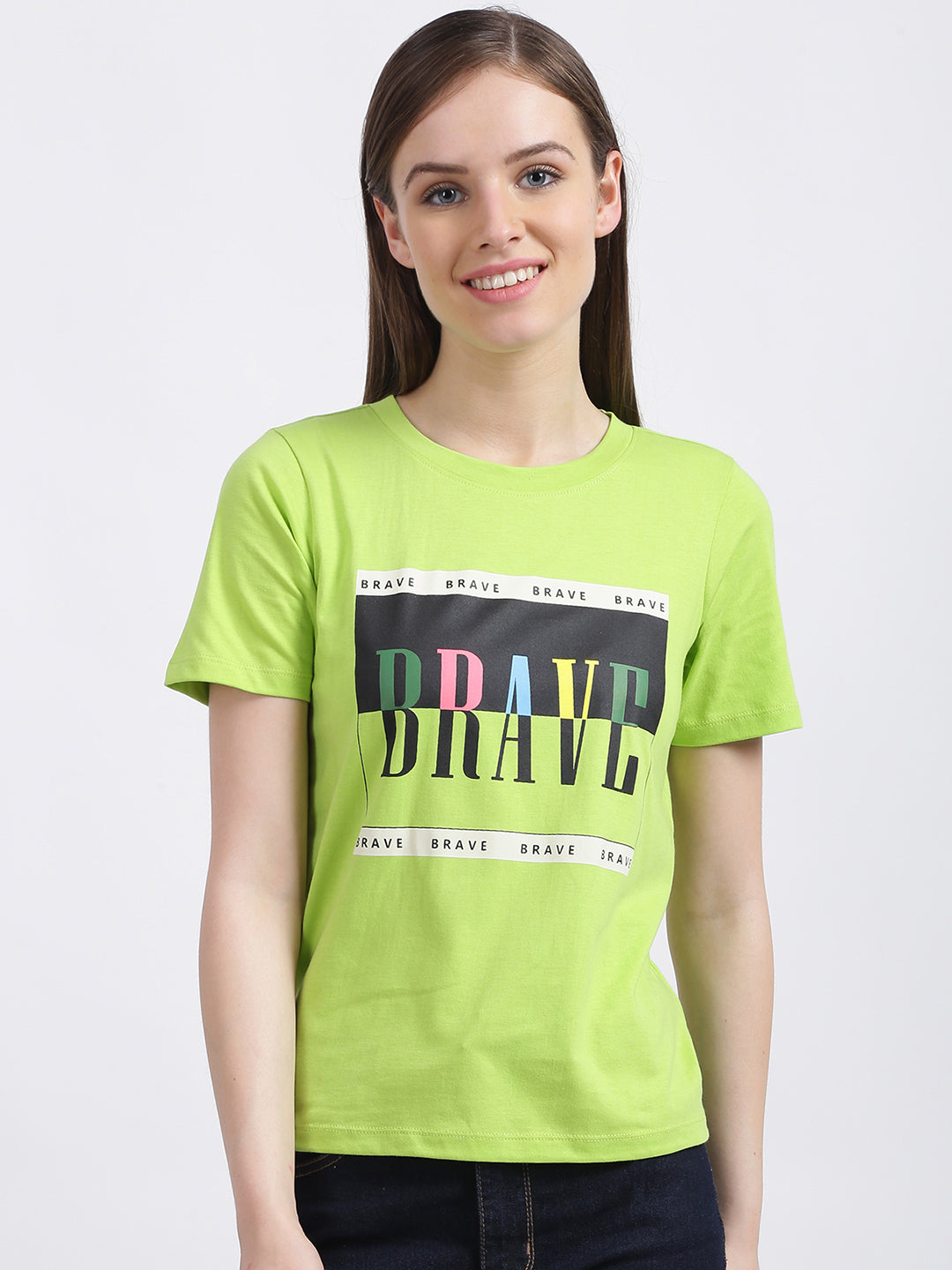 Green Solid Regular T-Shirt