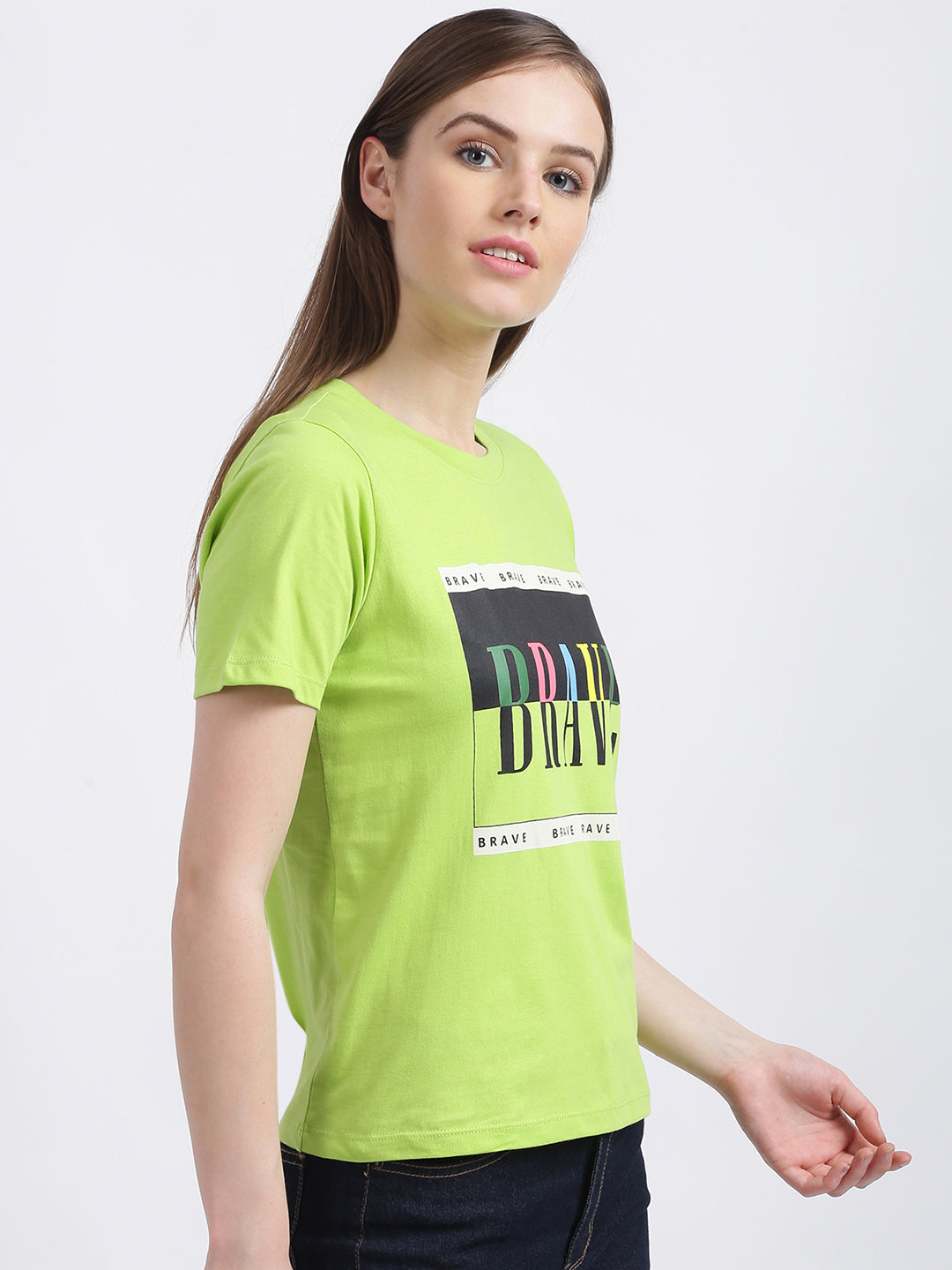 Green Solid Regular T-Shirt