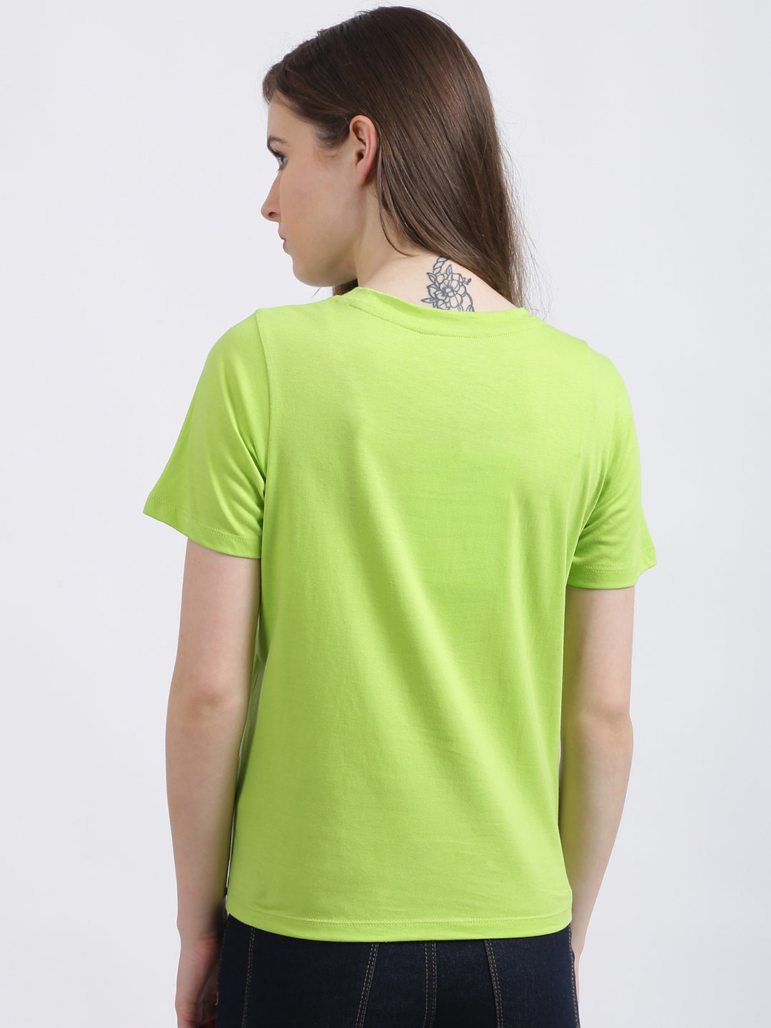 Green Solid Regular T-Shirt