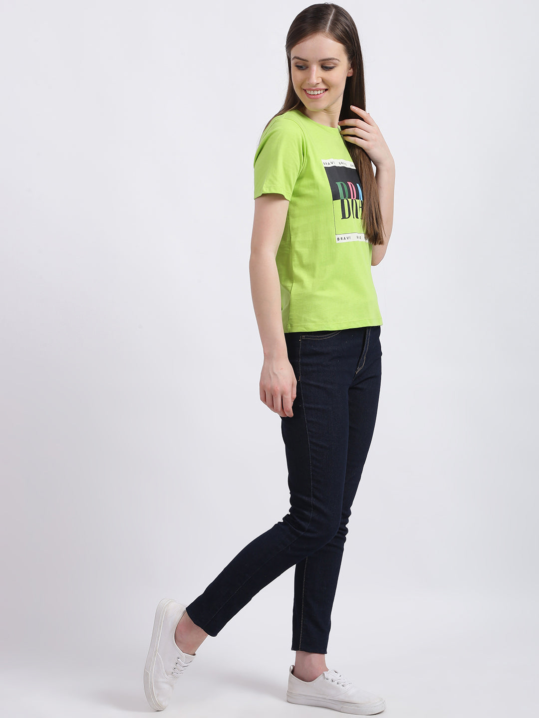 Green Solid Regular T-Shirt