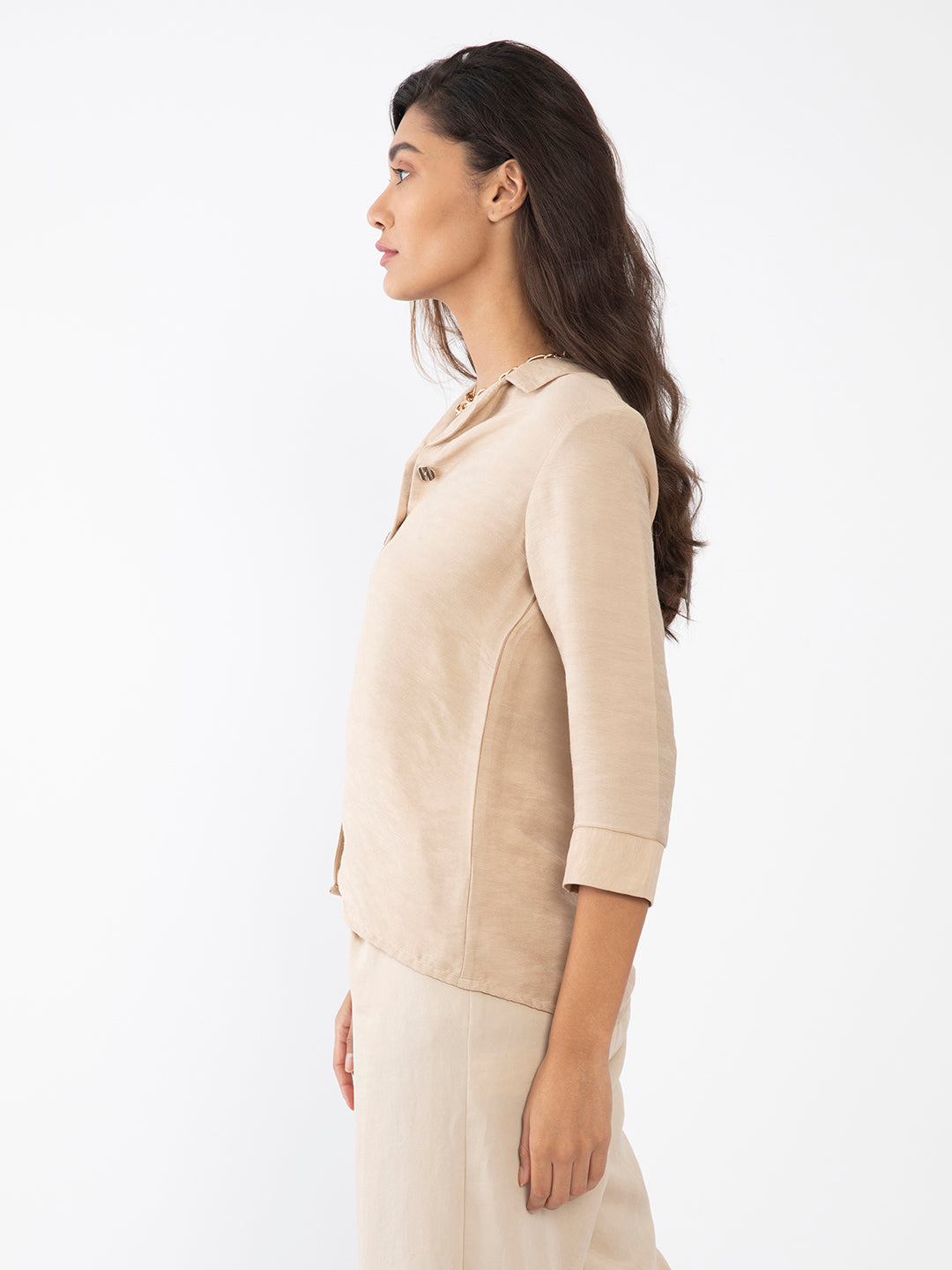 Beige Solid Shirt