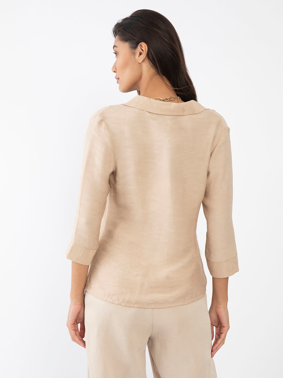 Beige Solid Shirt