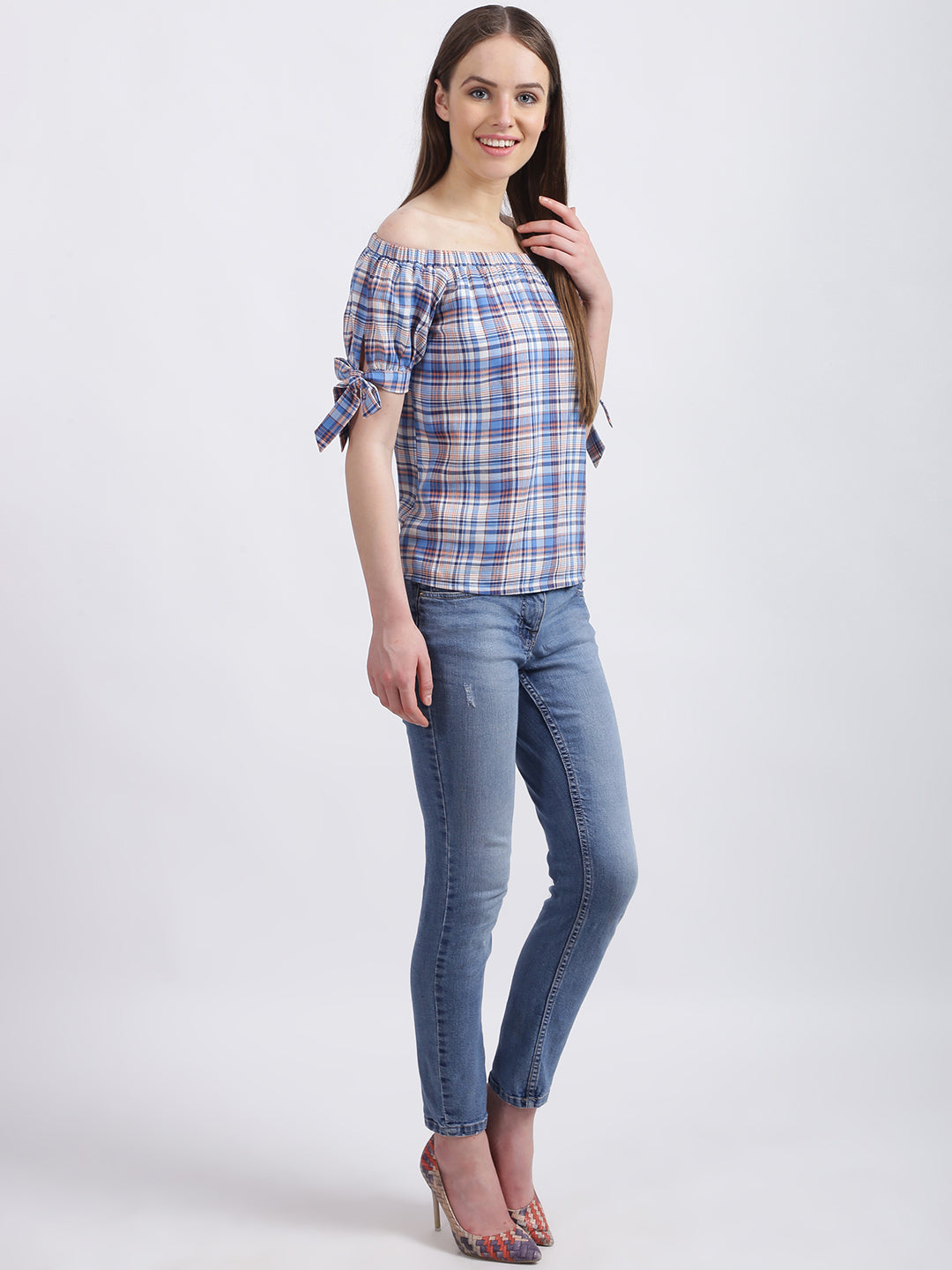 Multi-Colored Checked Regular Top