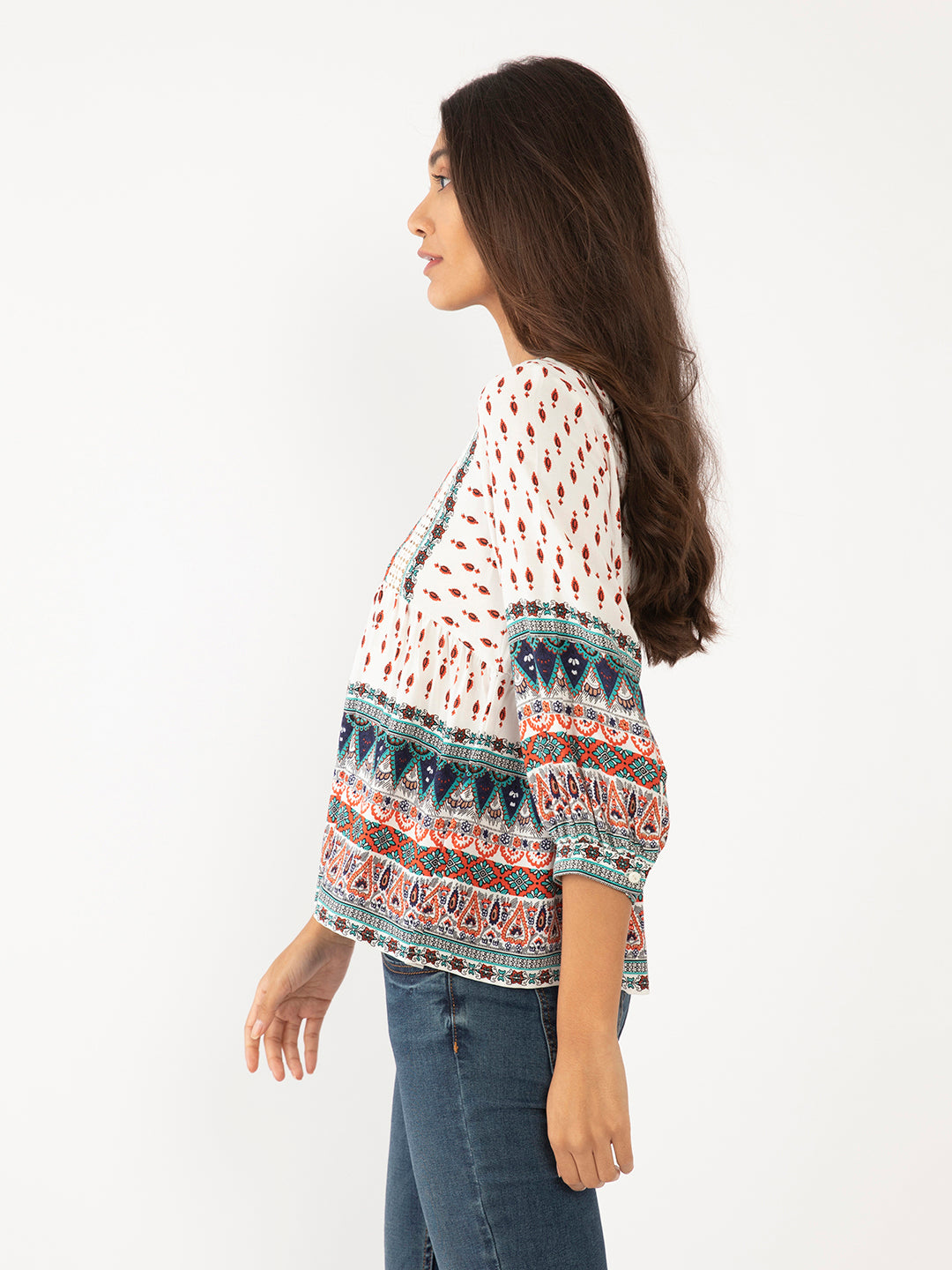 Multi Colored Ethnic Motif Top