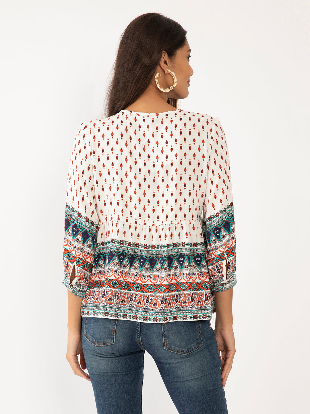 Multi Colored Ethnic Motif Top