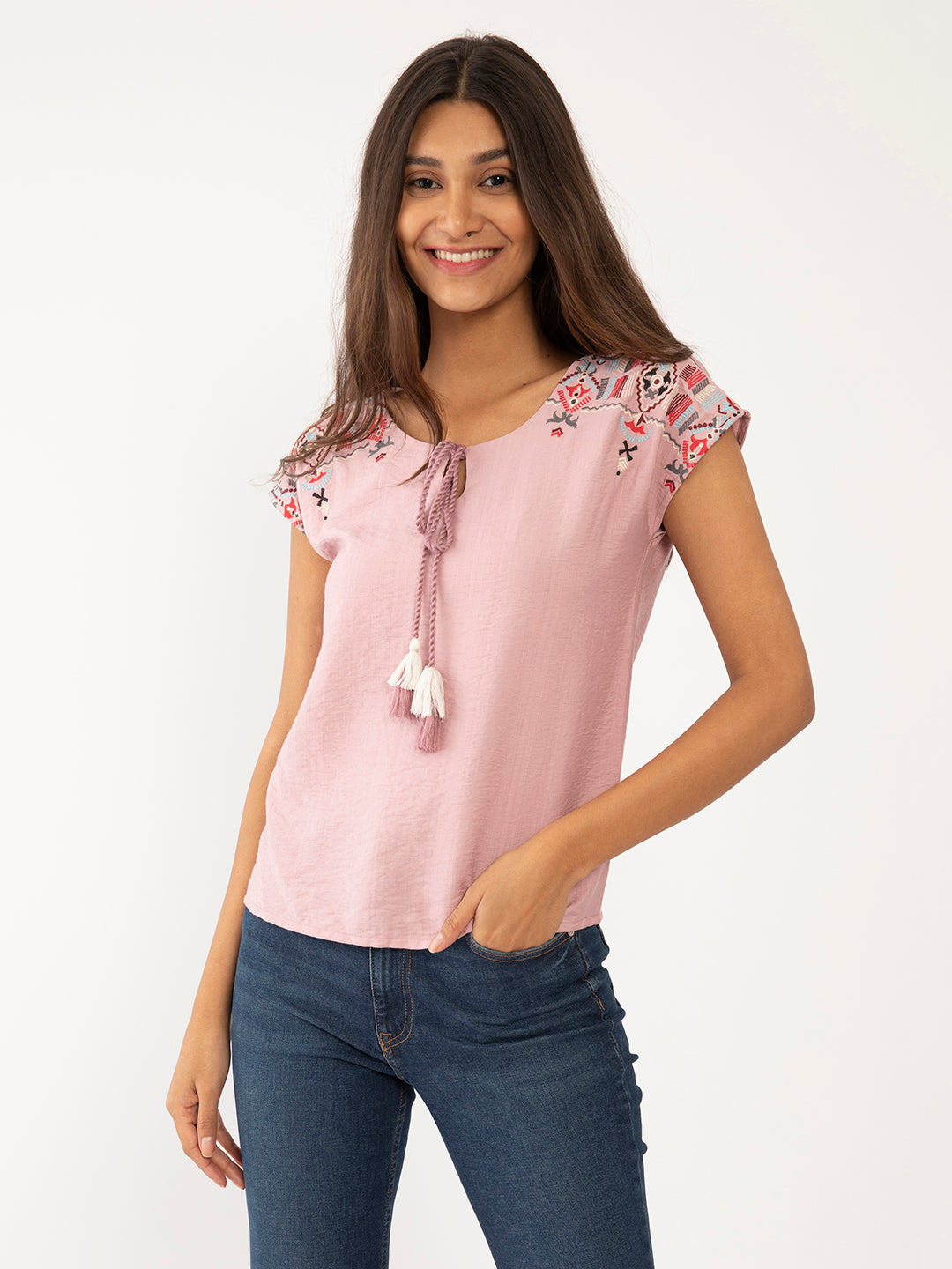 Pink Embroidered Top