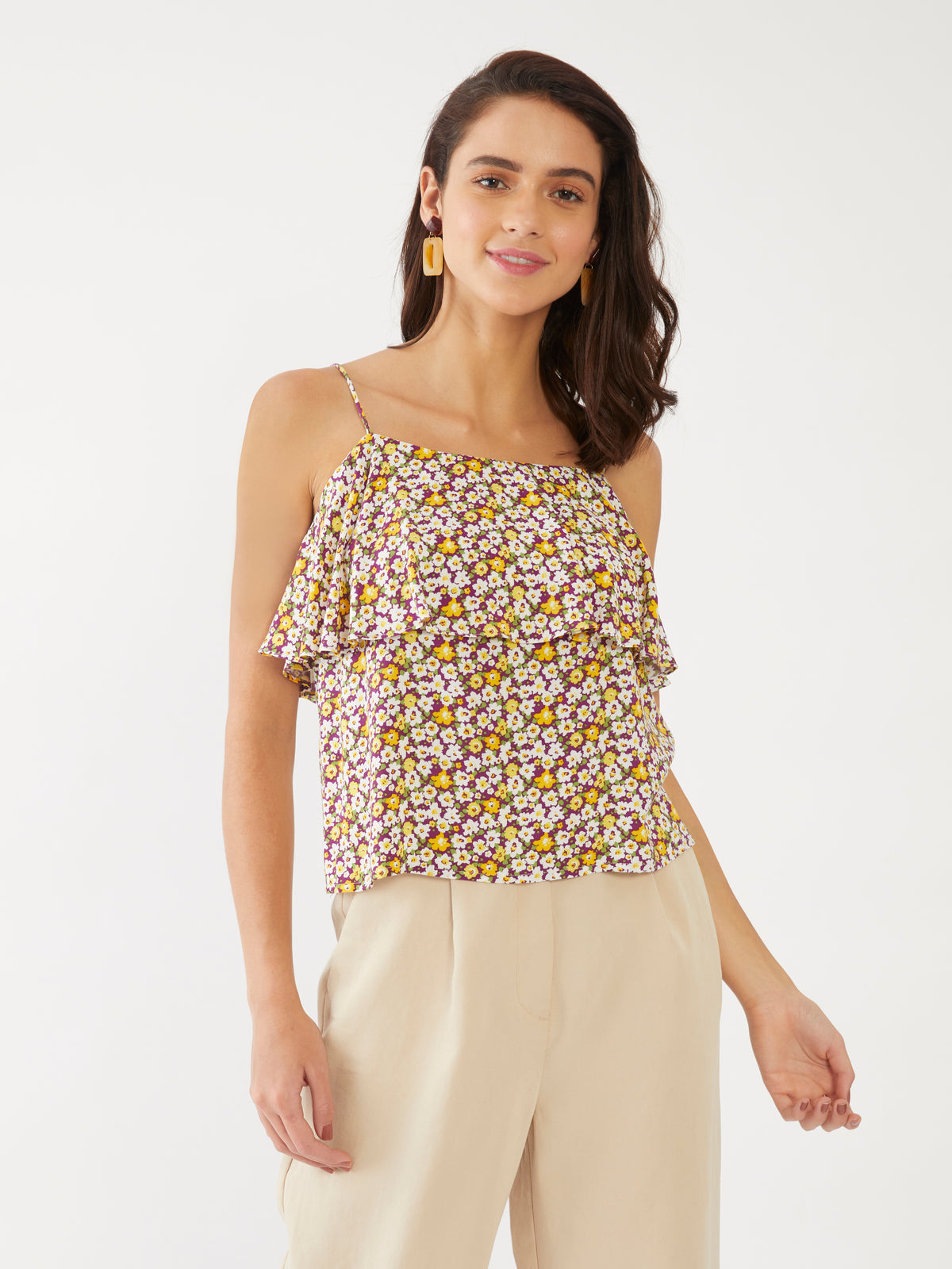 Multicolored Floral Print Strappy Top For Women