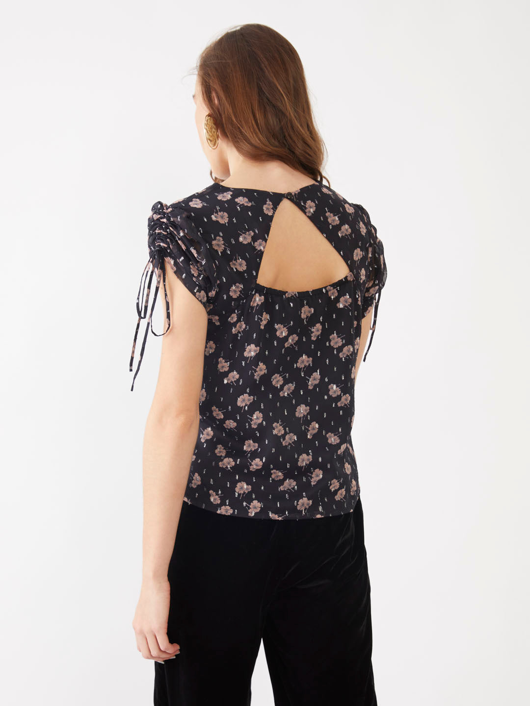 Black Floral Print Top