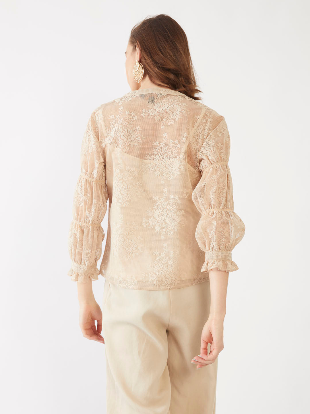 Beige Lace Straight Top