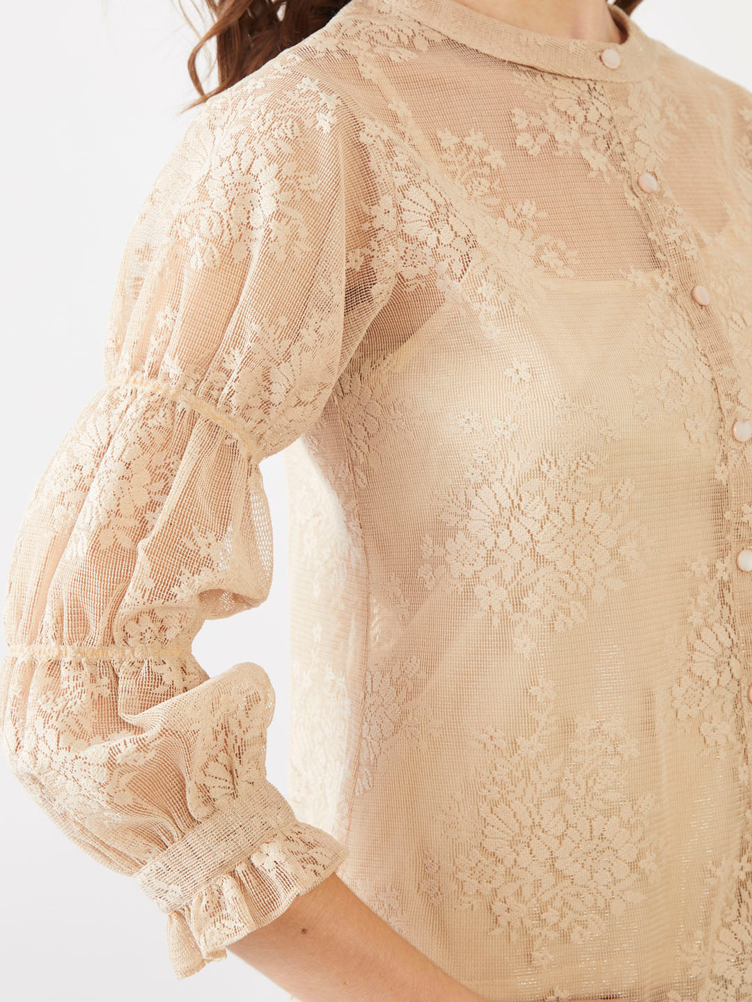 Beige Lace Straight Top