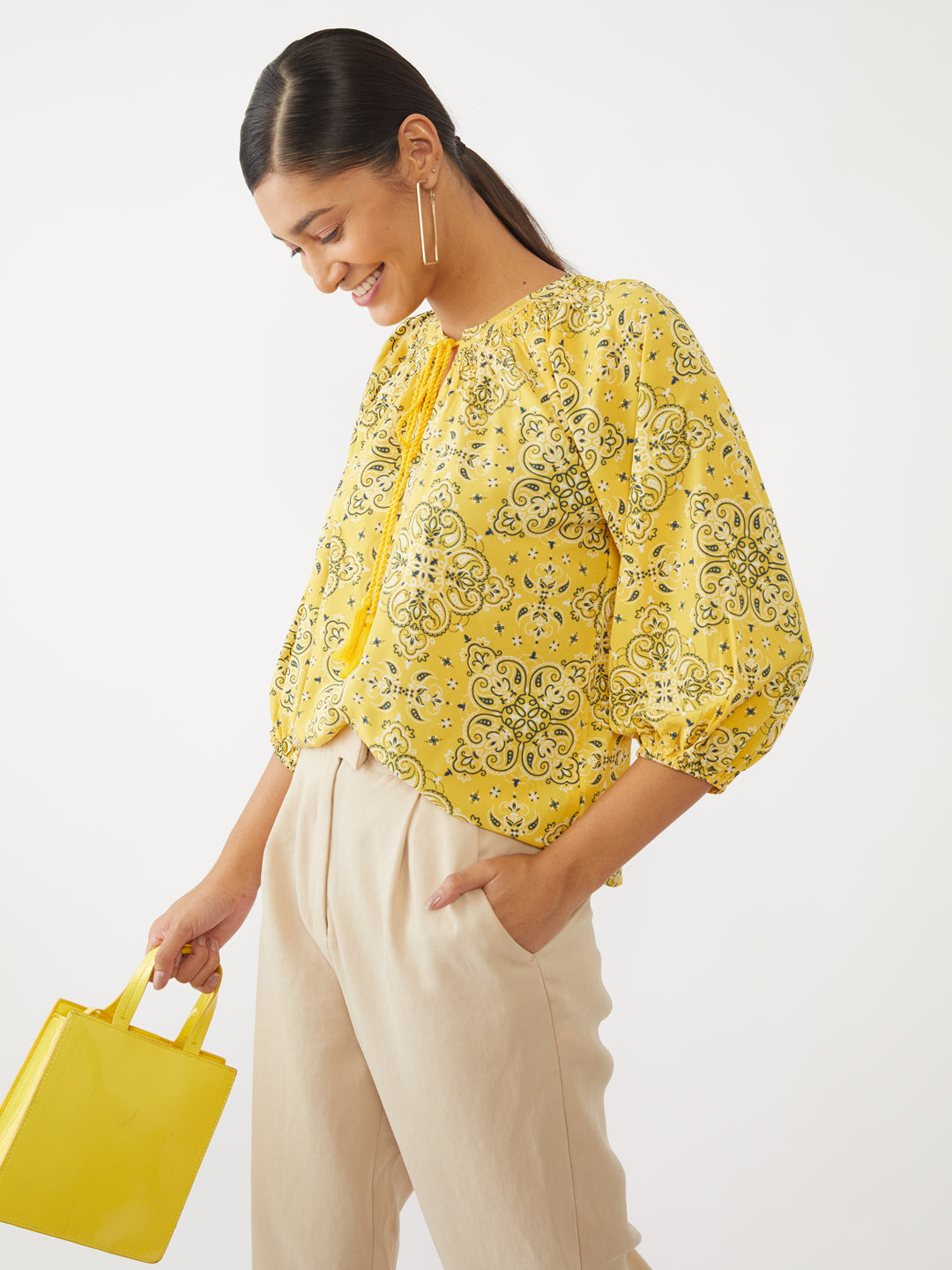 Yellow Printed Top