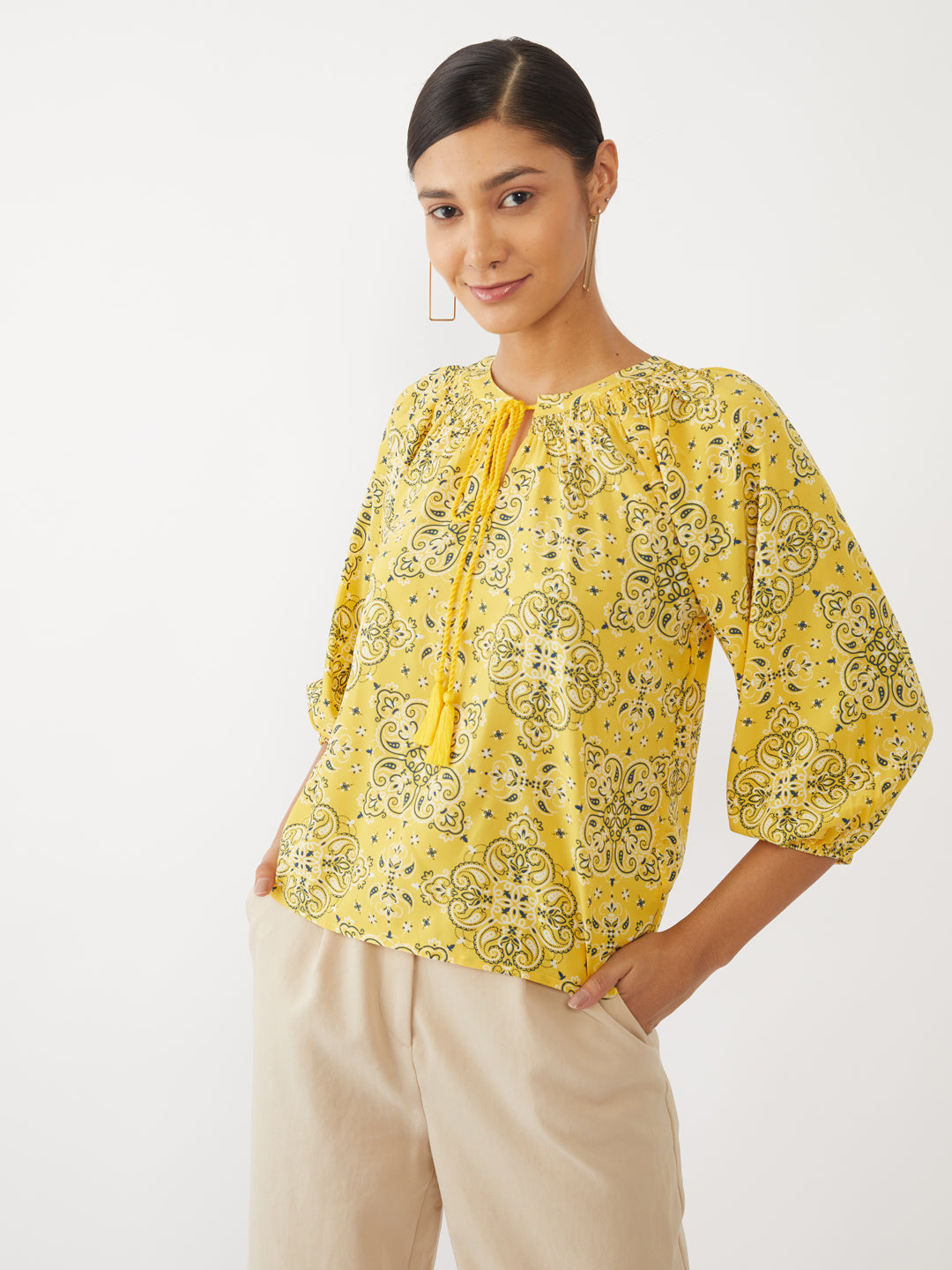 Yellow Printed Top