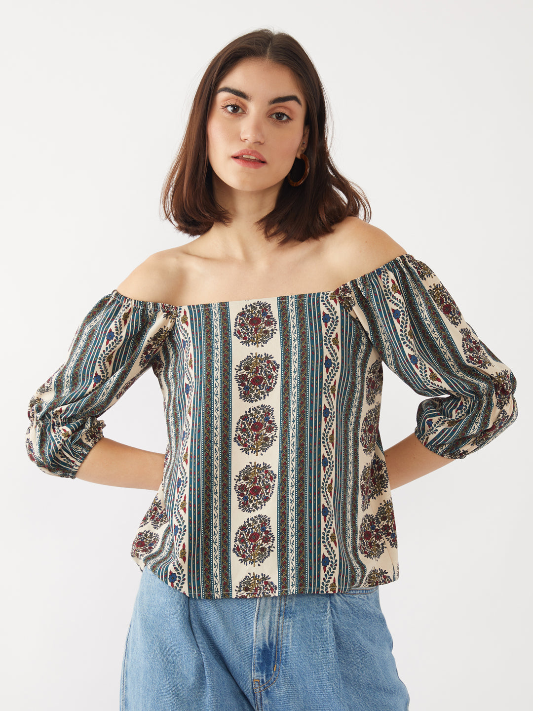 Multicolored Floral Print Top For Women
