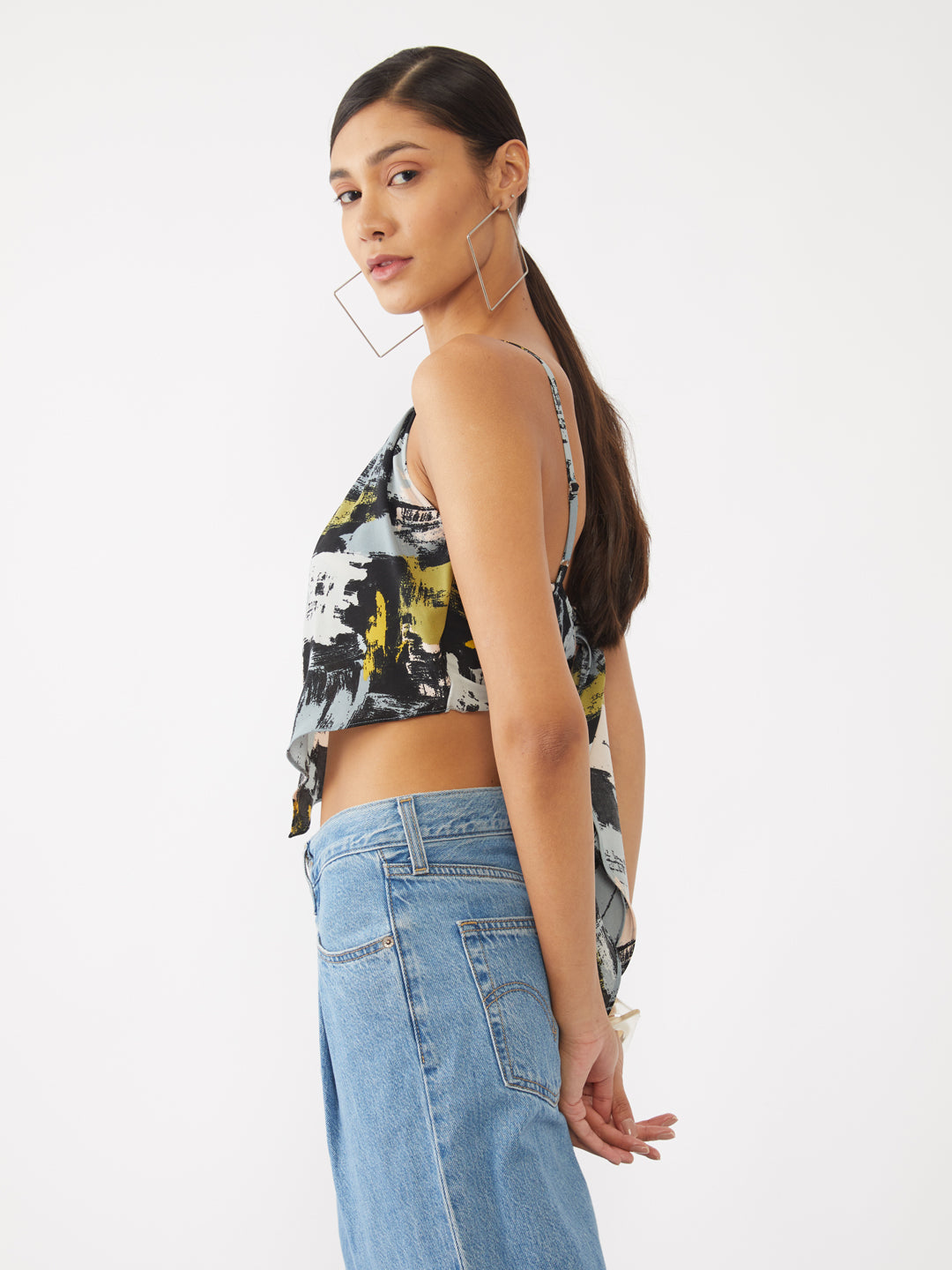 Multicolored Printed Strappy Crop Top