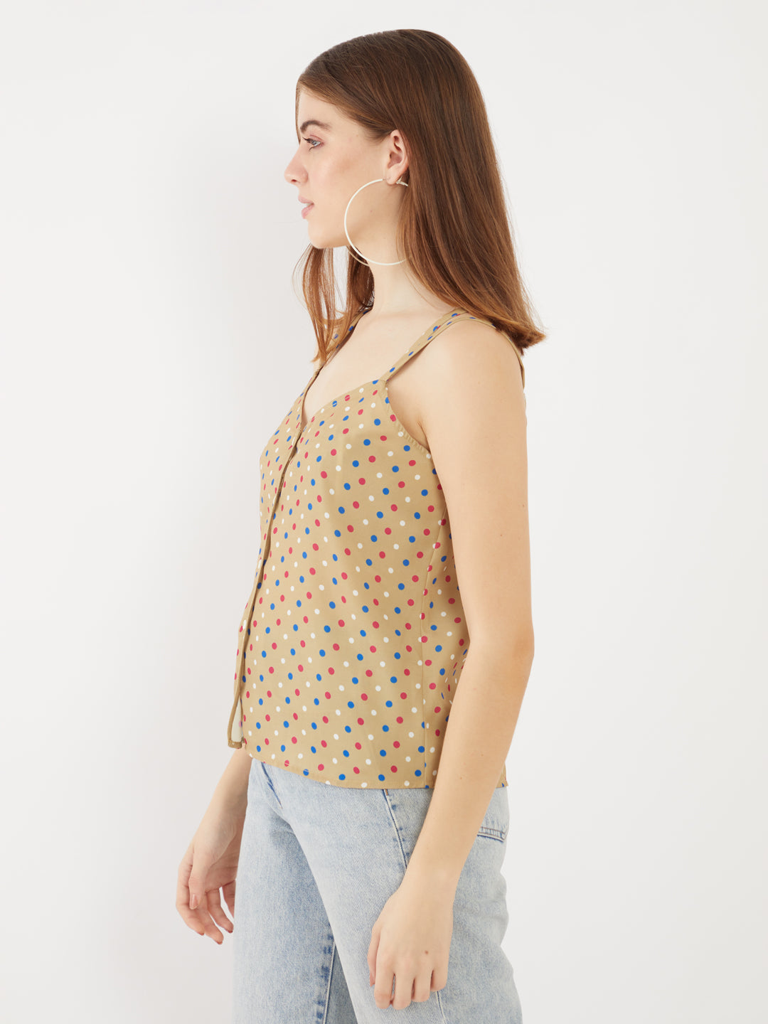 Beige Printed Top