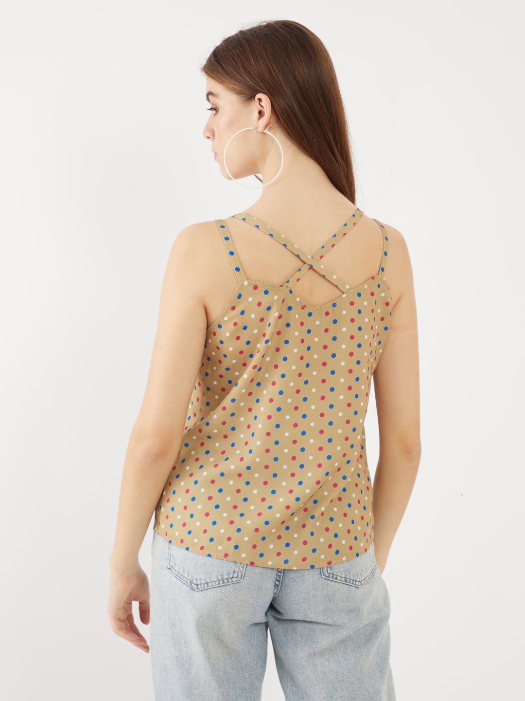 Beige Printed Top