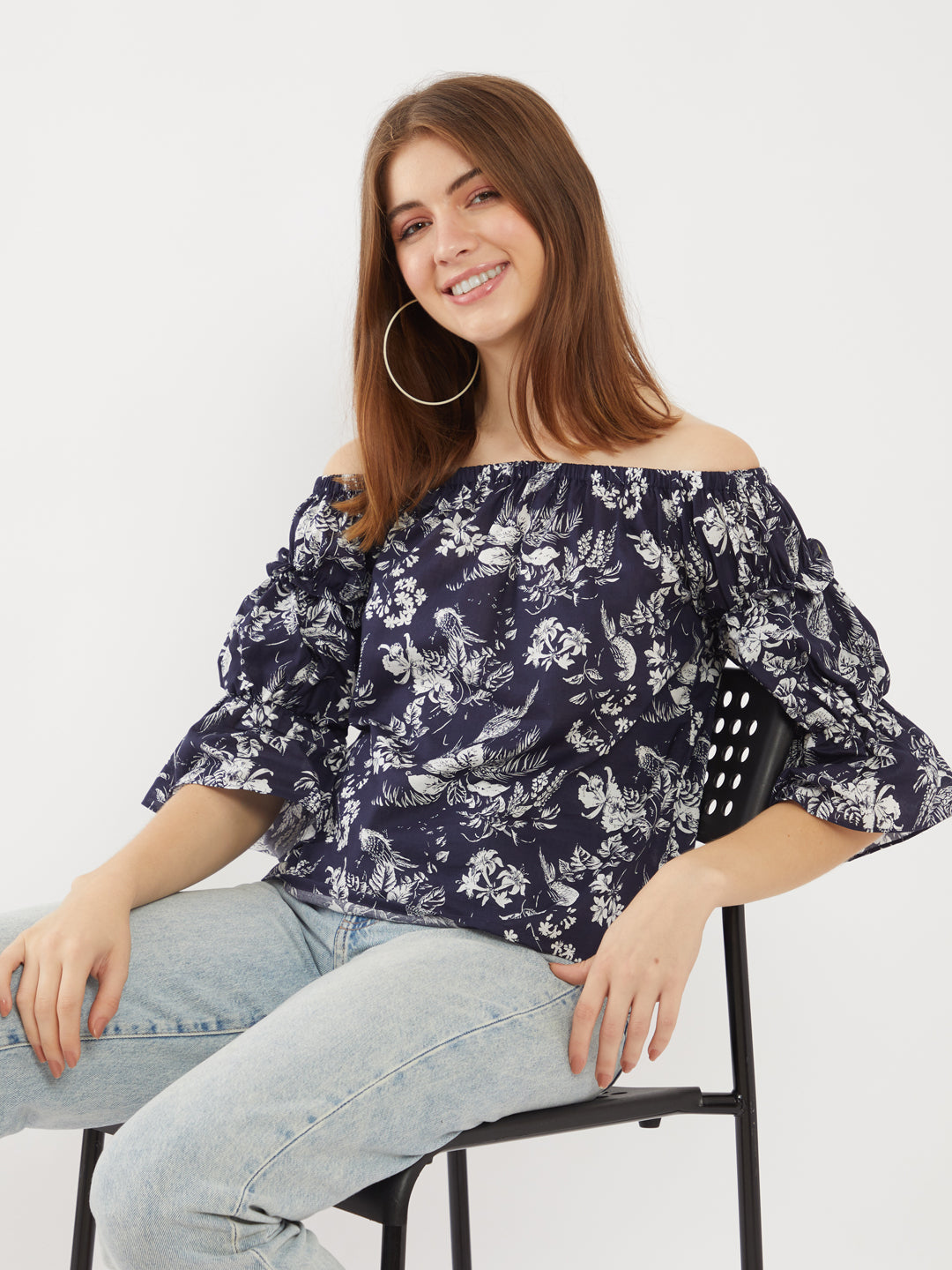 Navy Printed Top