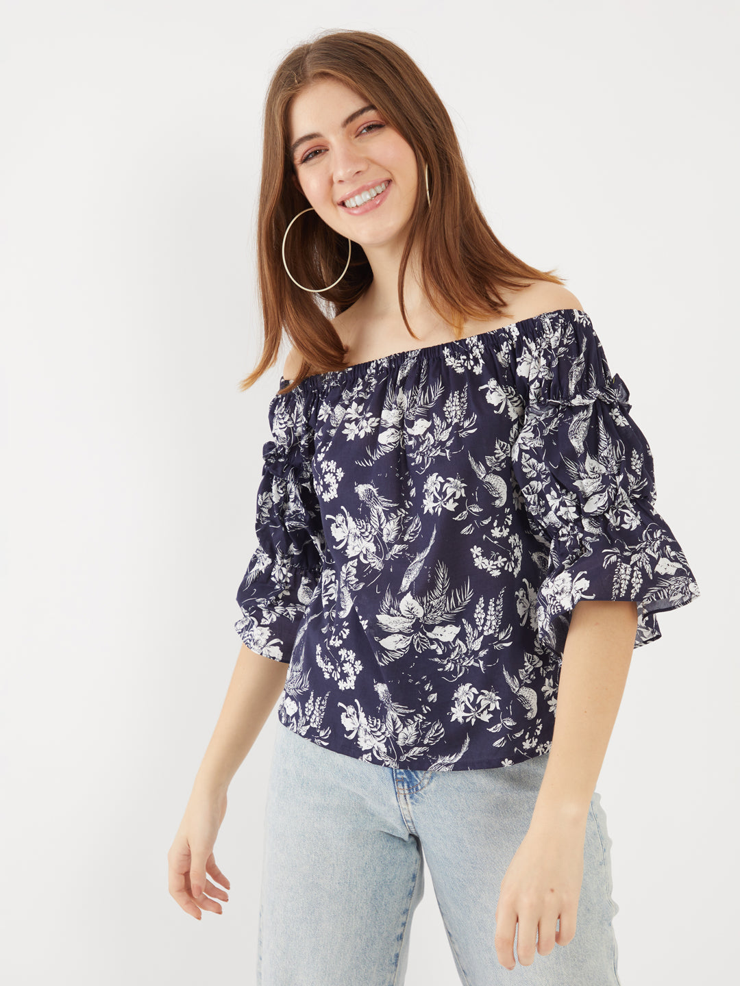 Navy Printed Top