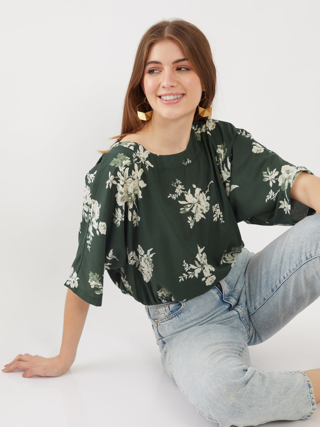 Green Printed Top