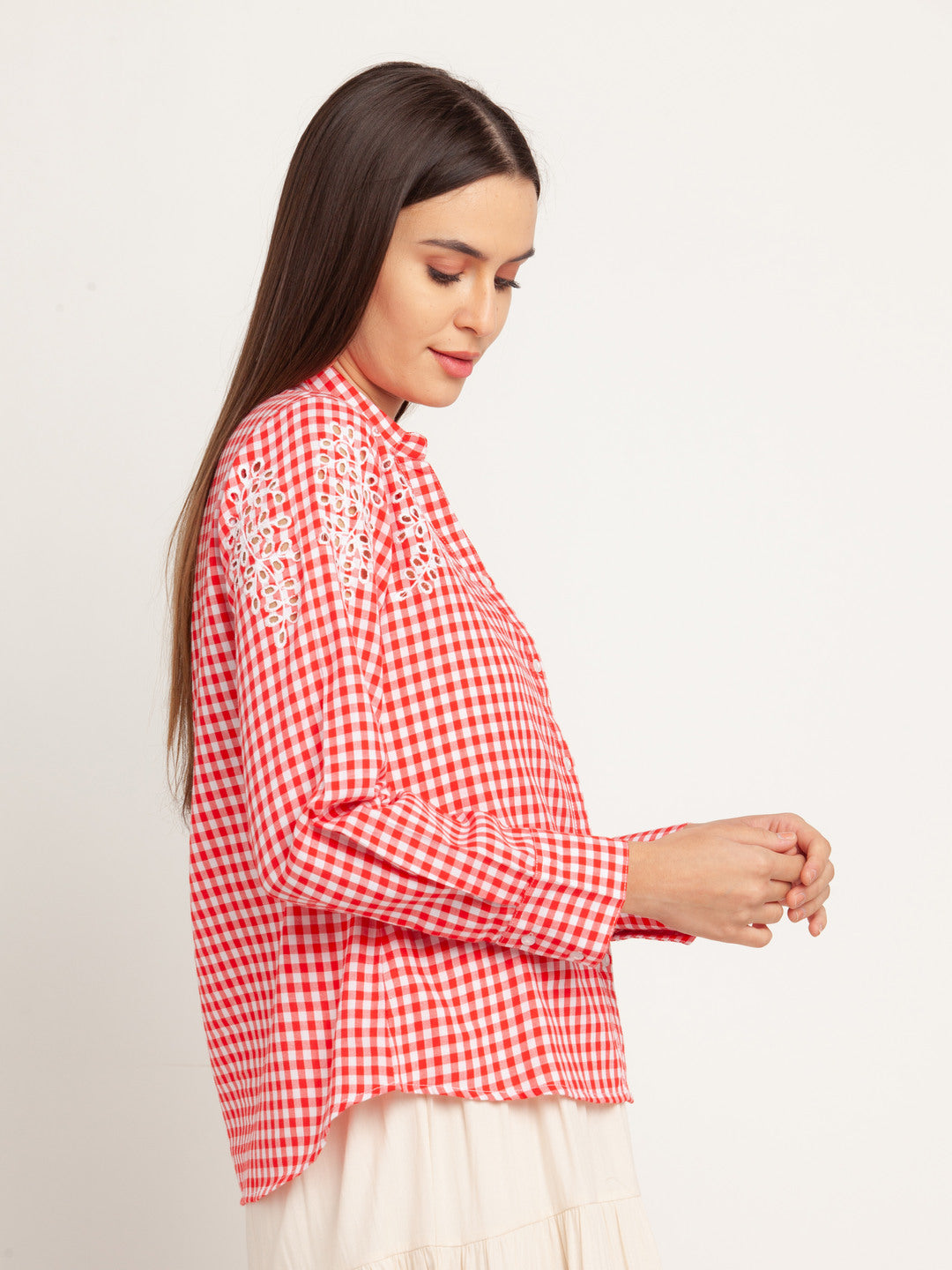 Red Striped Long Sleeves Top