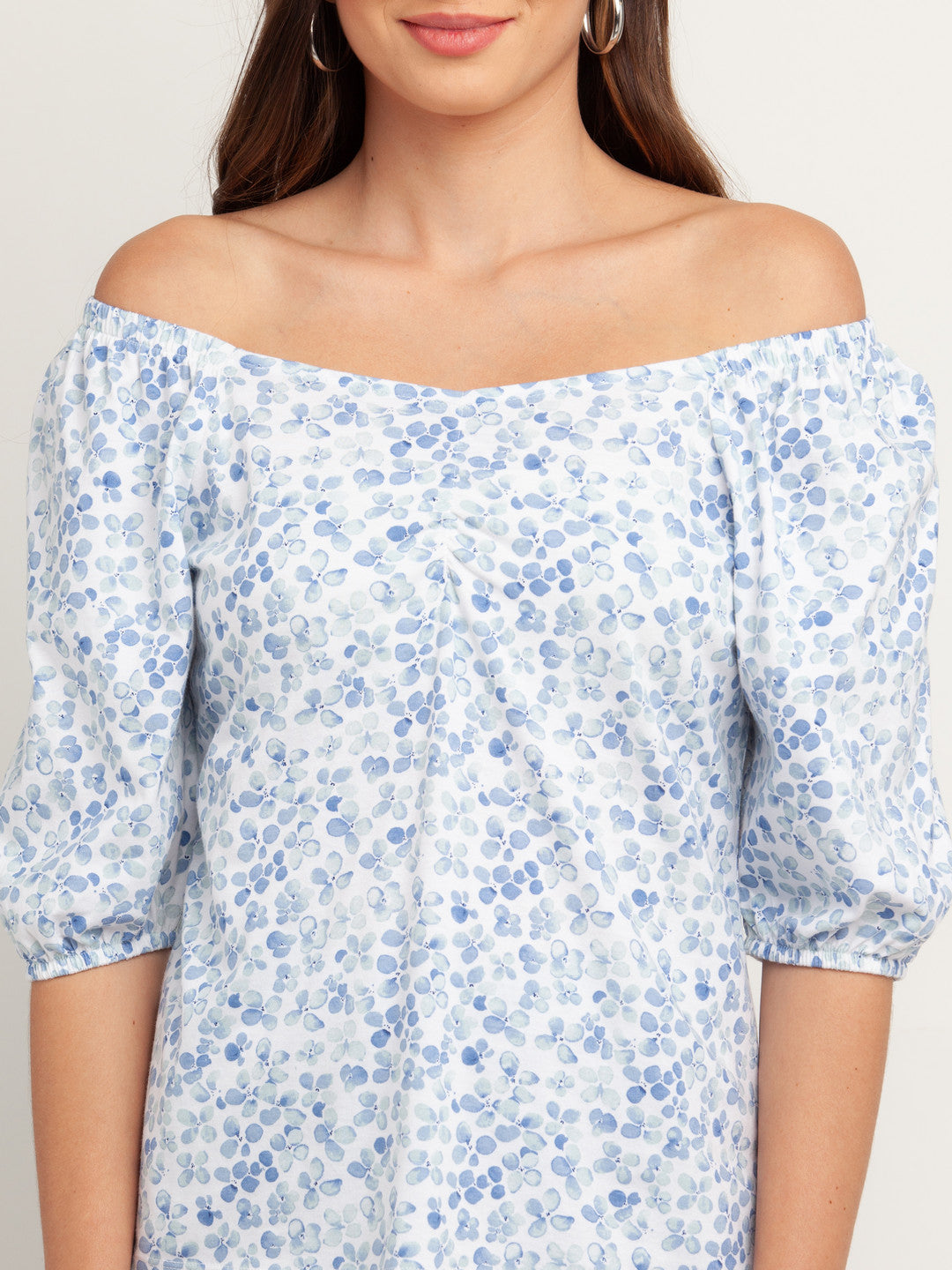 White Solid Short Sleeves Top For Women