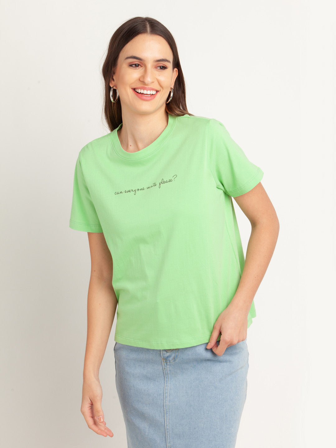 Green Printed T-Shirt For Women