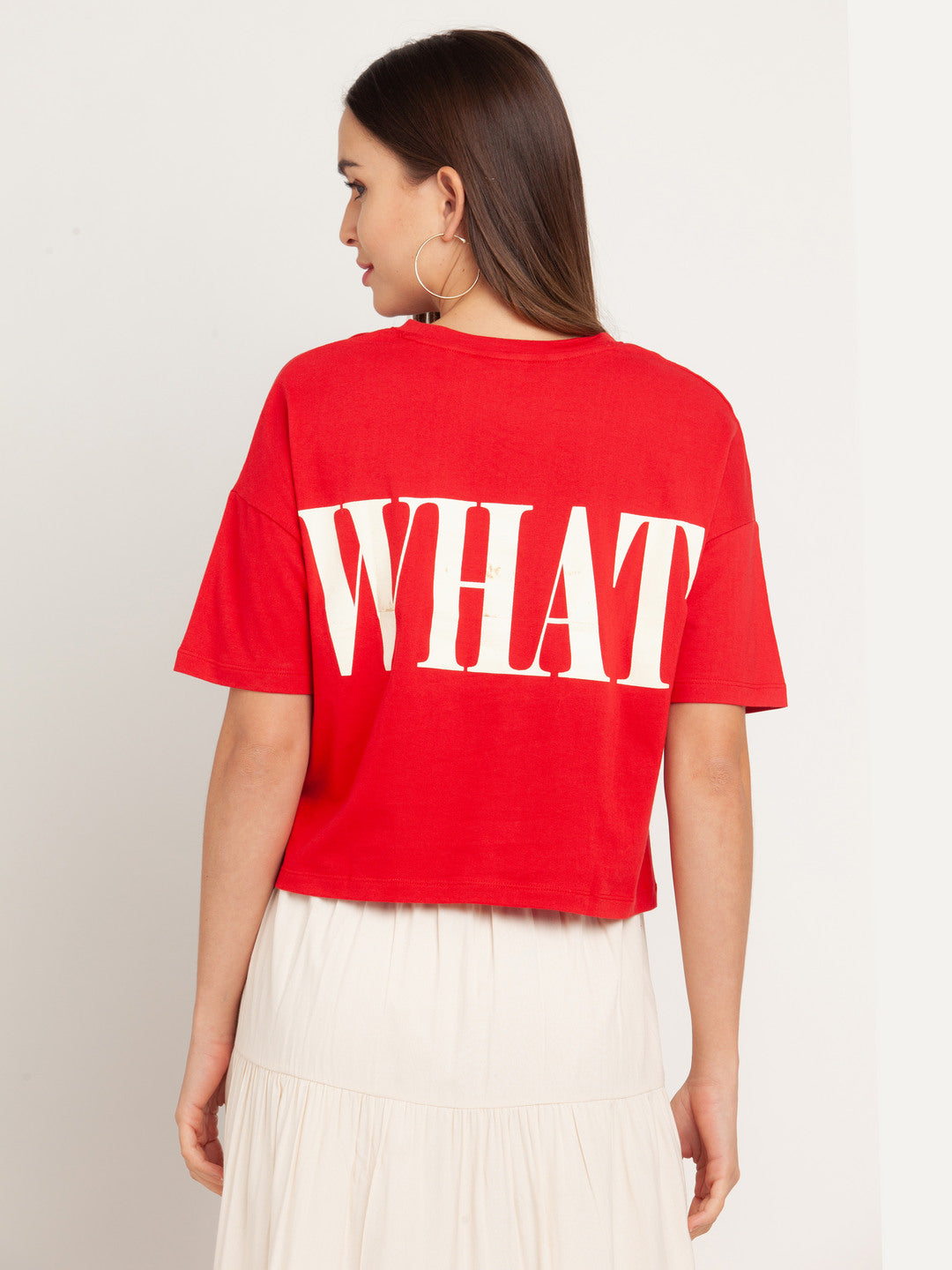 Red Printed Cropped T-Shirt