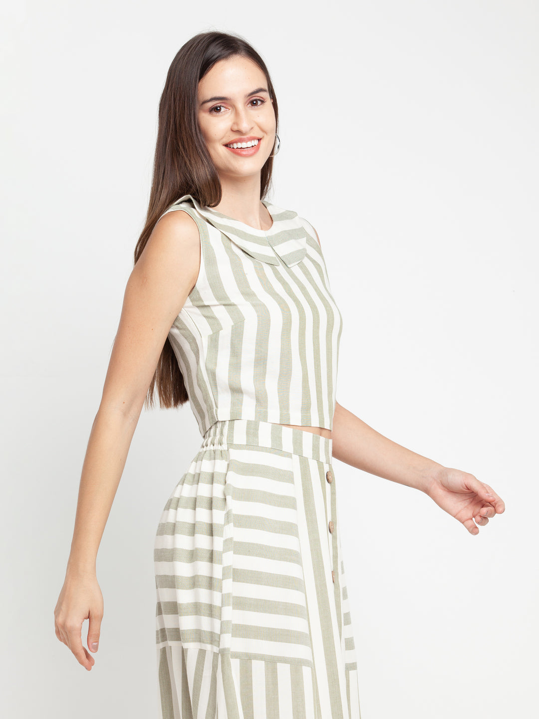 Off White Striped Top