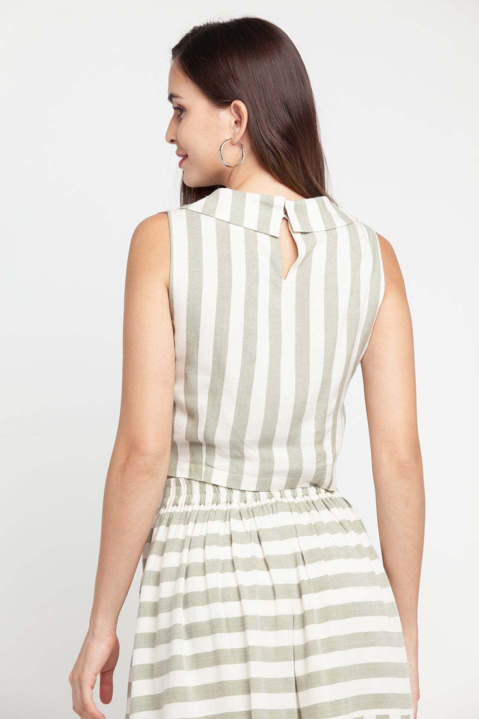 Off White Striped Top For Women
