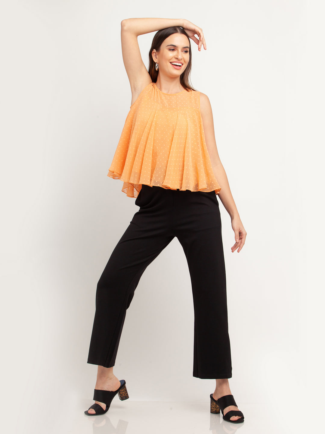 Peach Solid Top For Women
