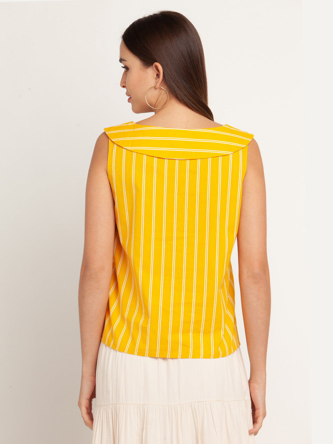 Yellow Printed Layered Top For Women