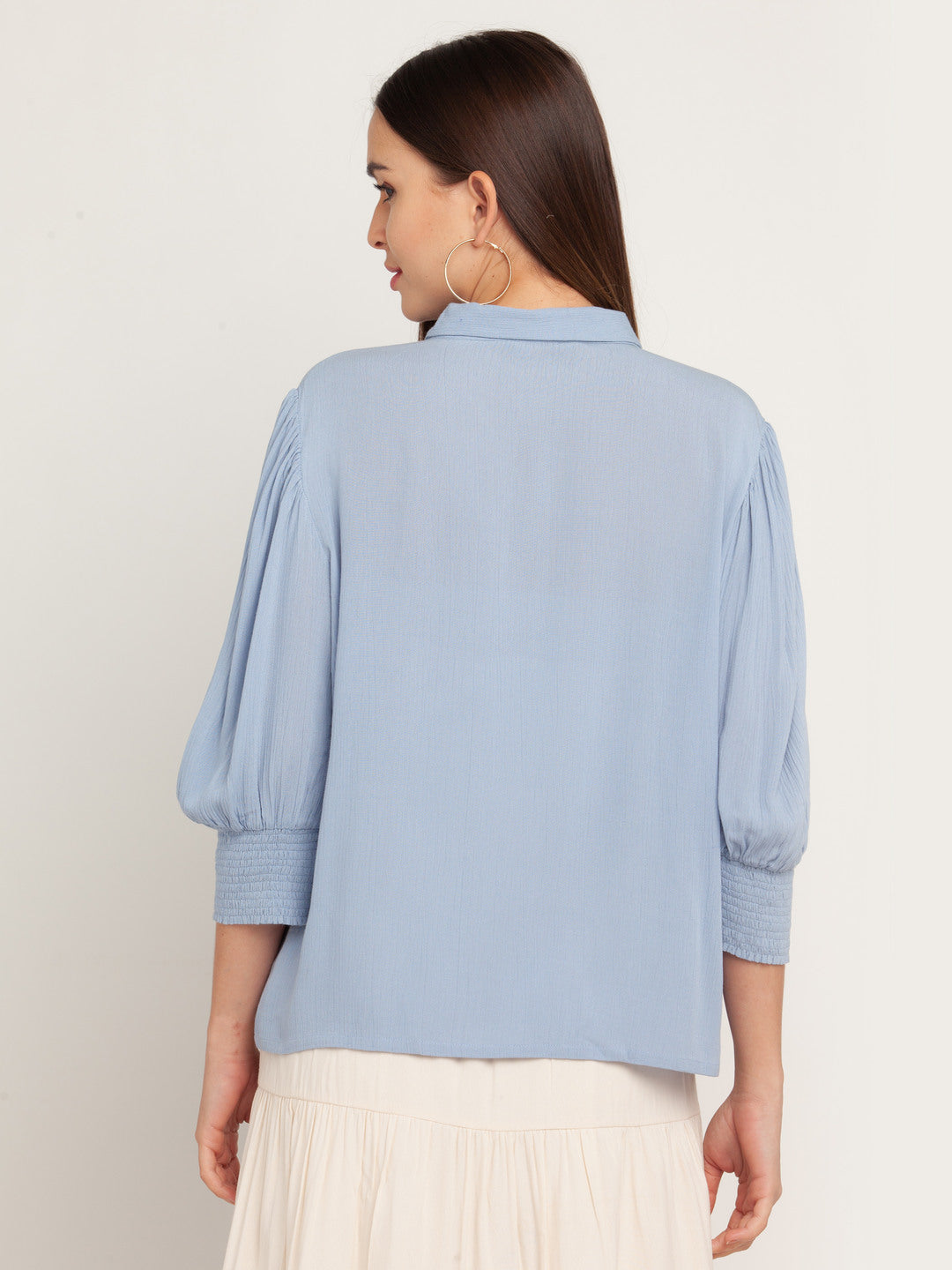 Blue Solid Shirt For Women