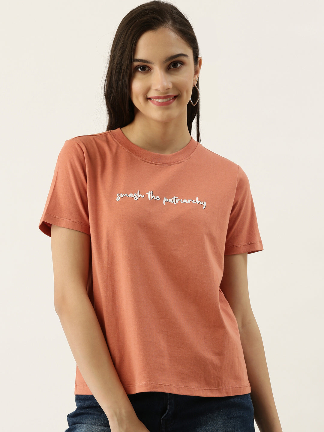 Brown Printed T-Shirt For Women