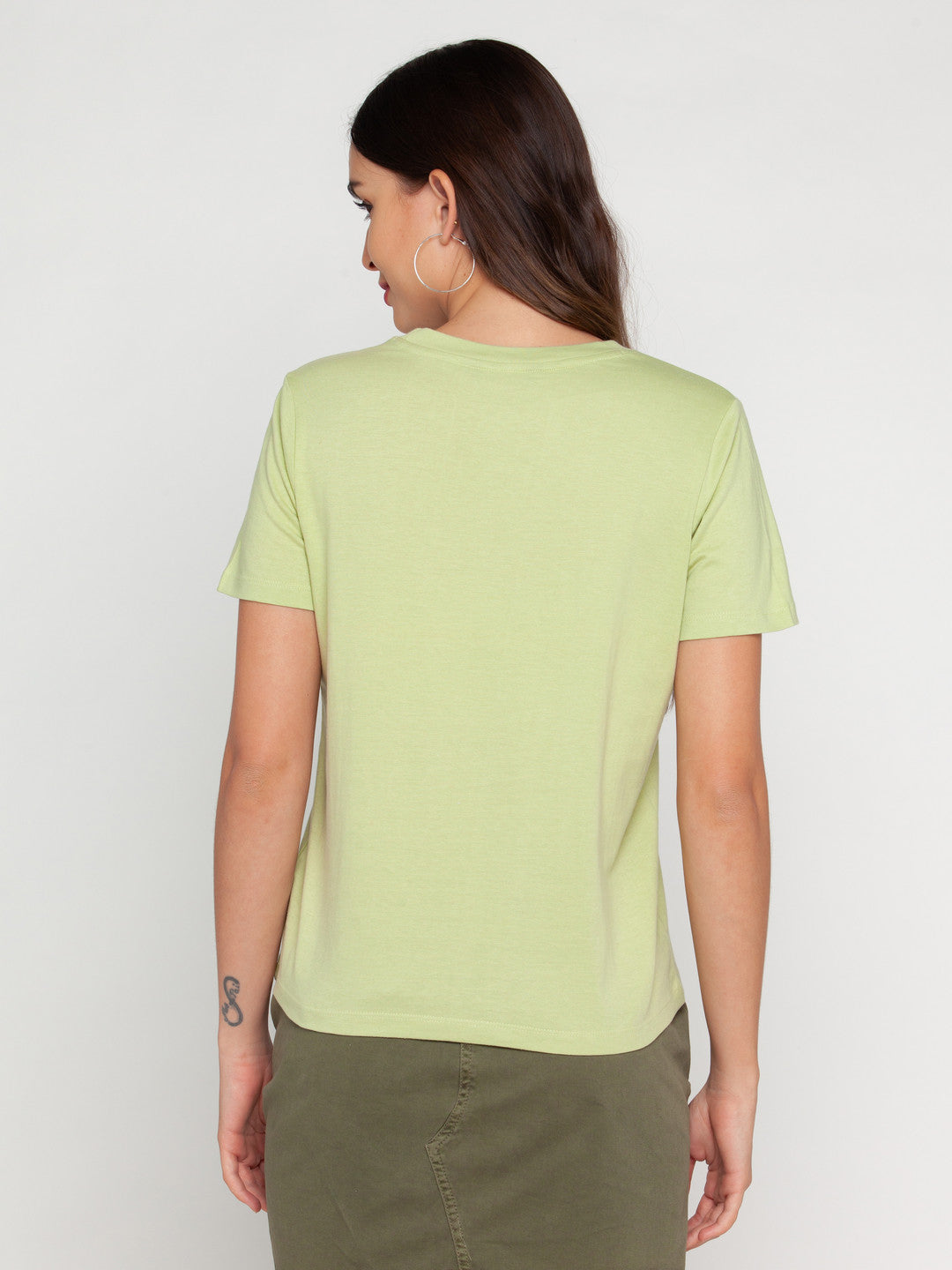 Green Printed T-Shirt For Women