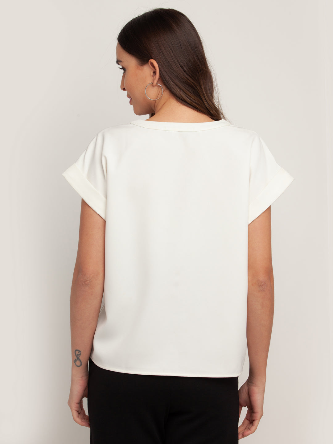 White Solid Shirt For Women