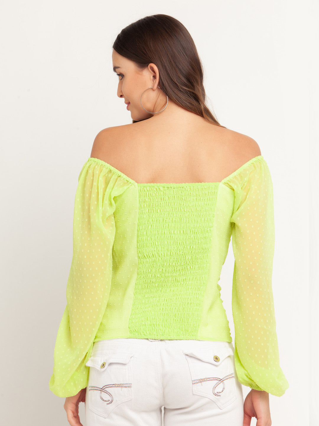 Green Solid Top For Women
