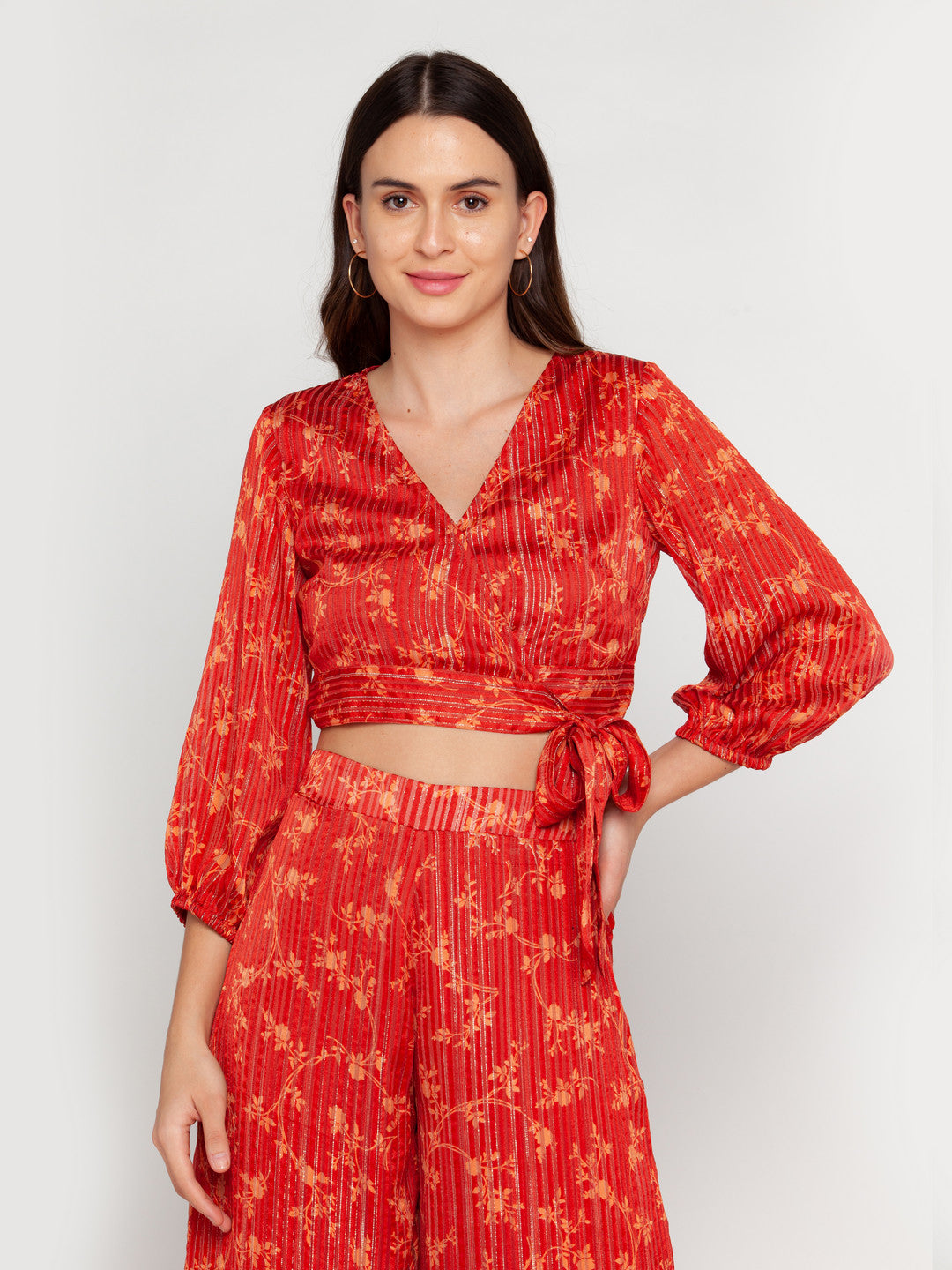Rust Printed Tie-Up Top