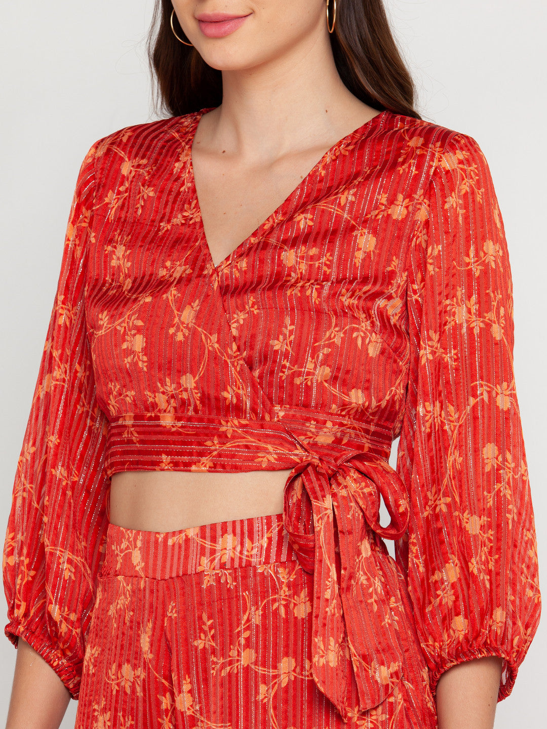 Rust Printed Tie-Up Top