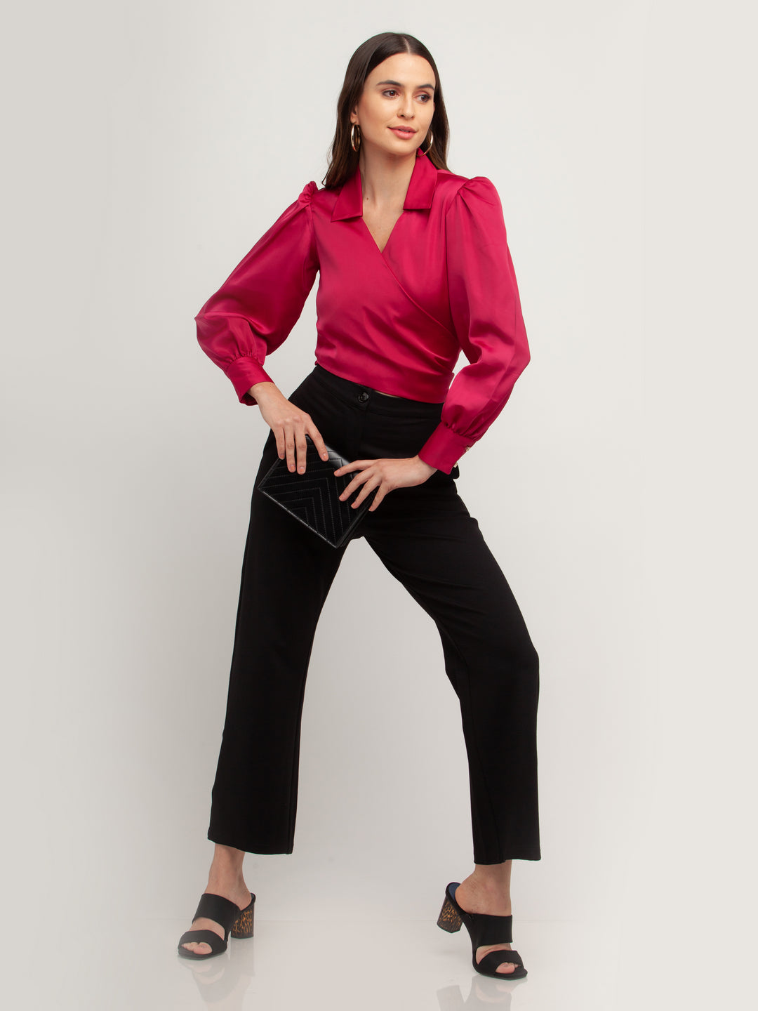 Pink Solid Tie-Up Shirt For Women