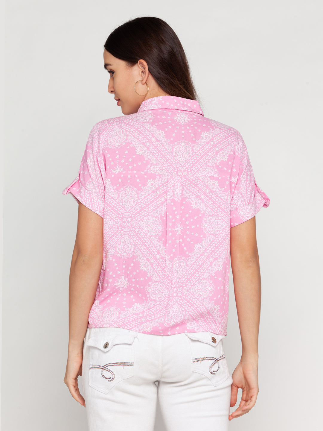 Pink Printed Shirt For Women