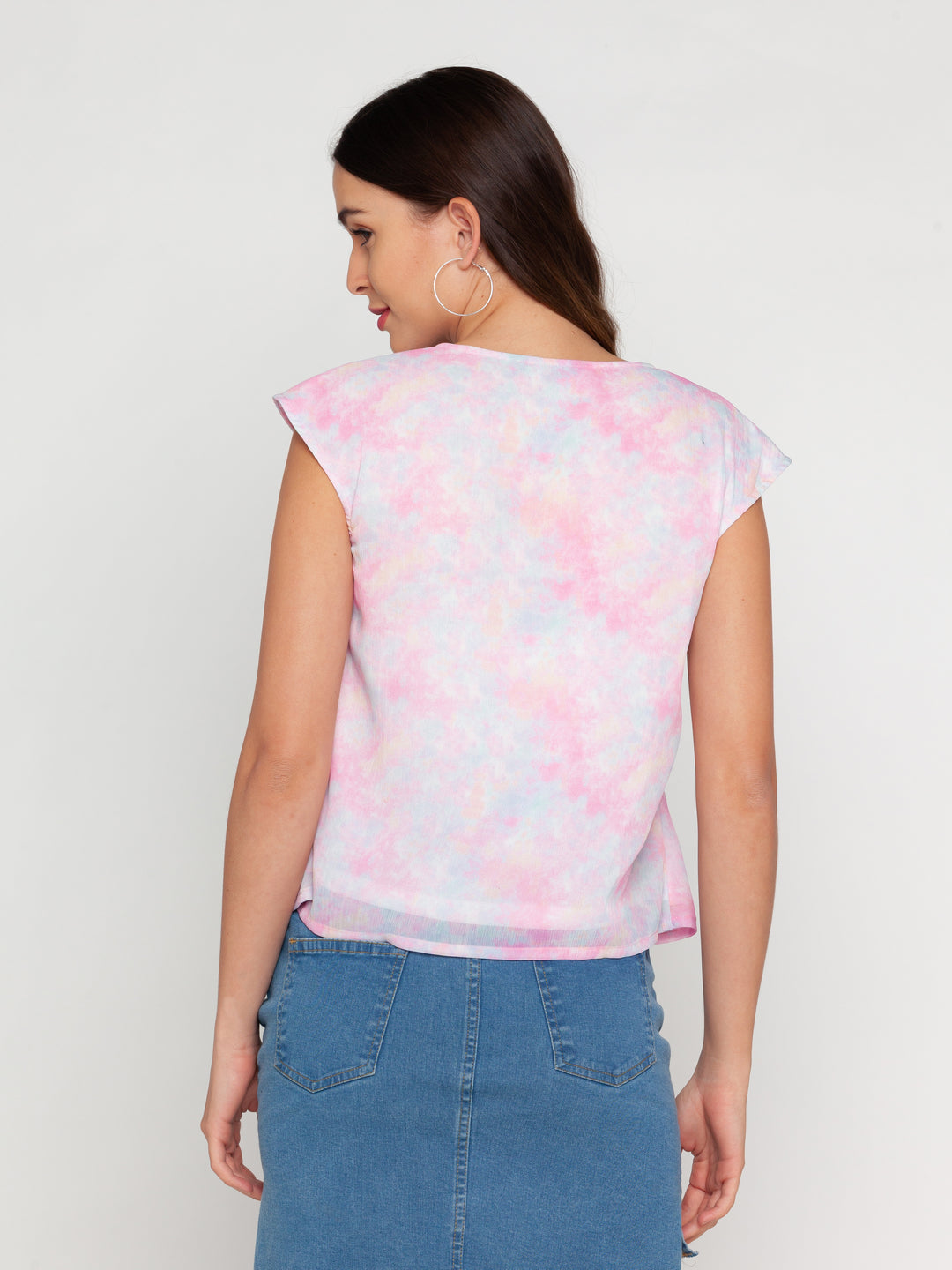 Pink Printed Peplum Top