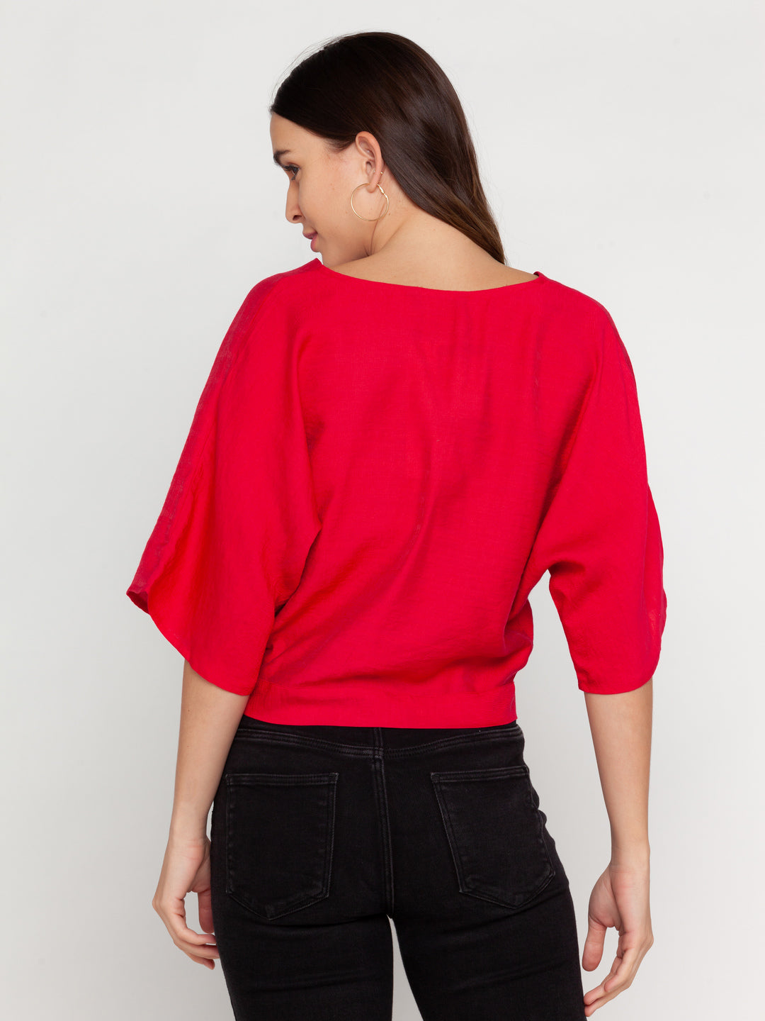 Red Solid Top For Women
