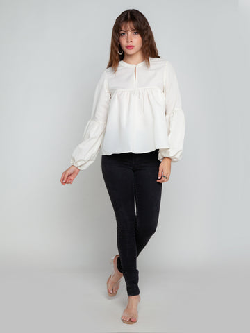 White Solid Top For Women