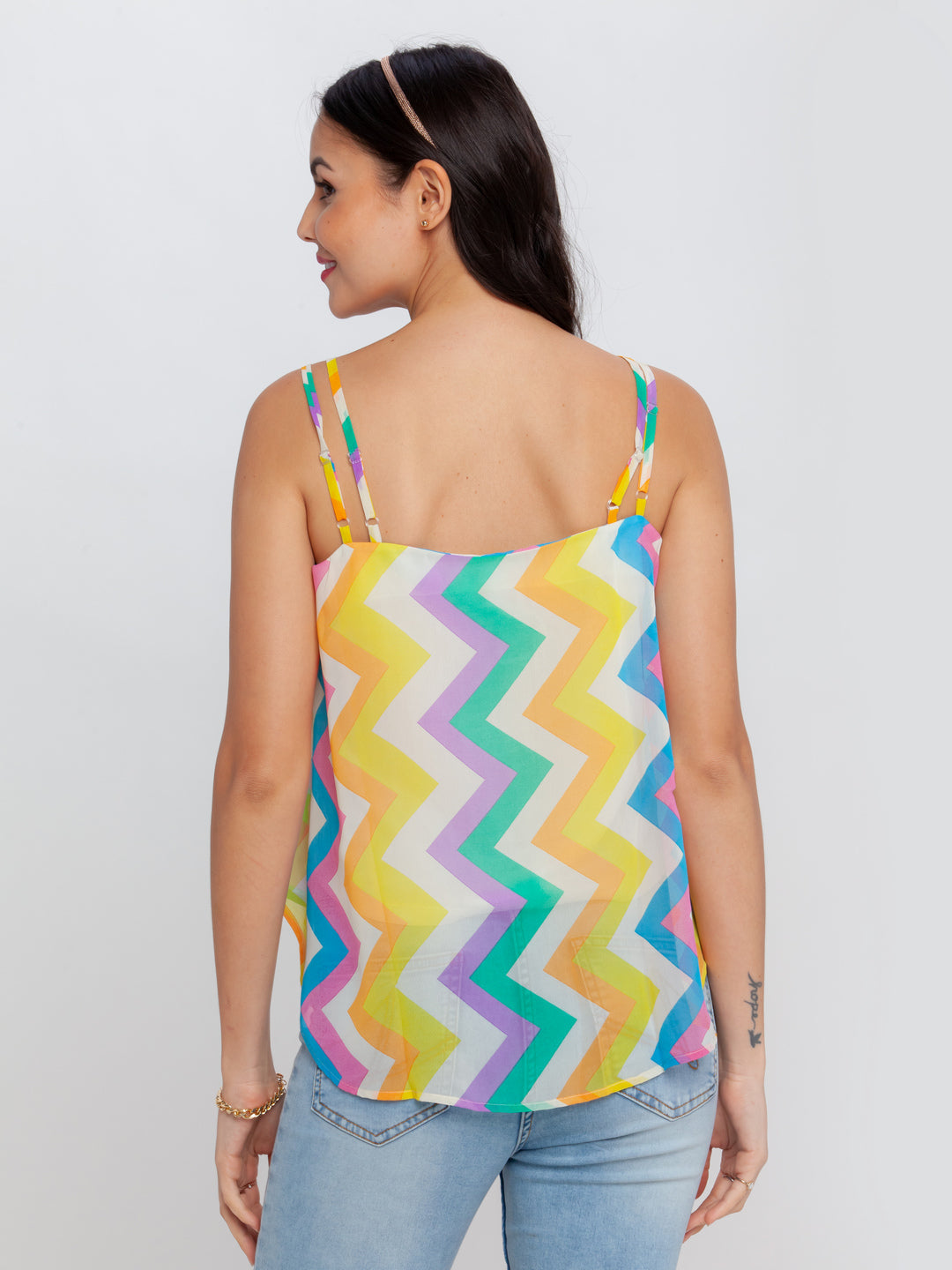 Multicolored Printed Strappy Top