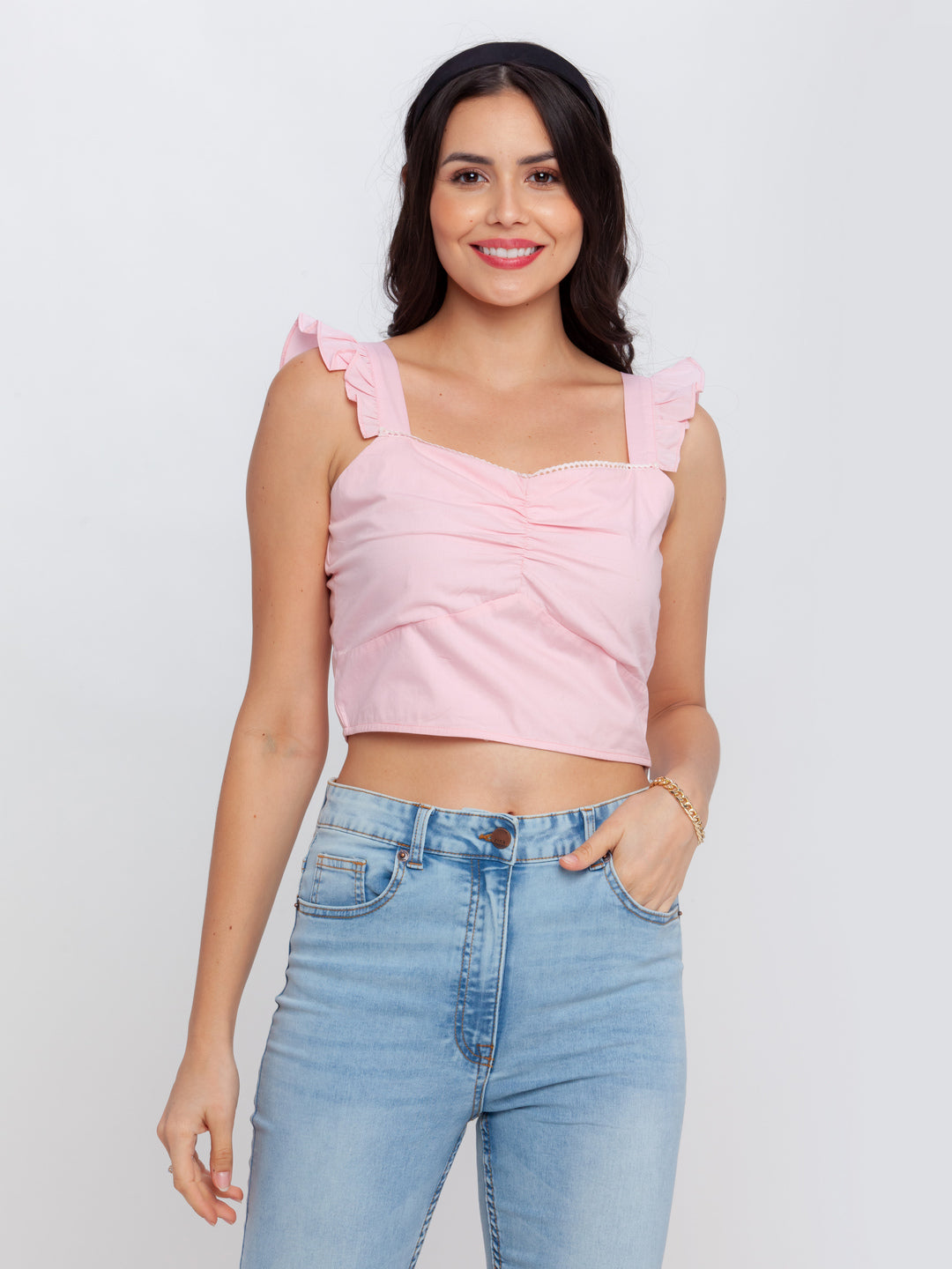 Pink Solid Fitted Top