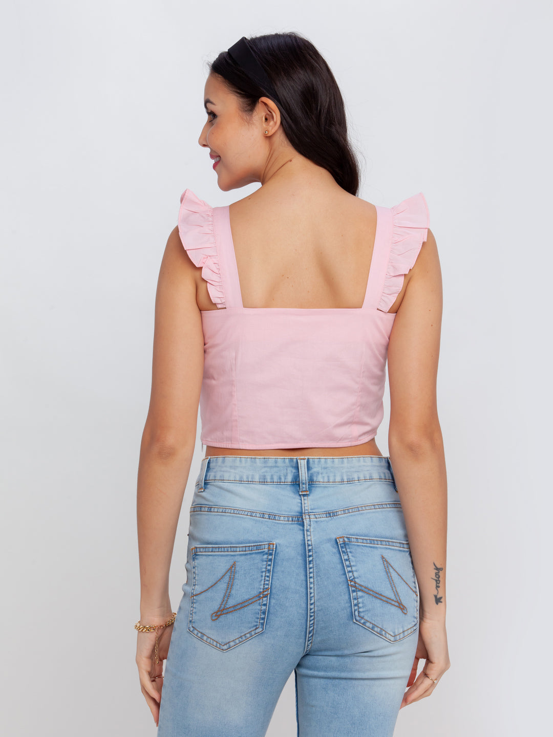 Pink Solid Fitted Top