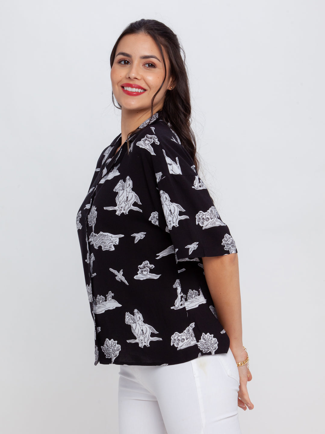 Black Printed Top